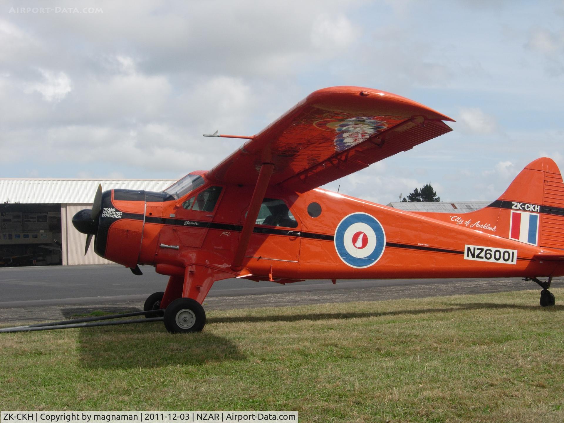 ZK-CKH, De Havilland Canada DHC-2 Beaver C/N 25, Enjoying the sun at an open afternoon for the warbirds collection. NZ6001 has no airframe link to this aircraft.