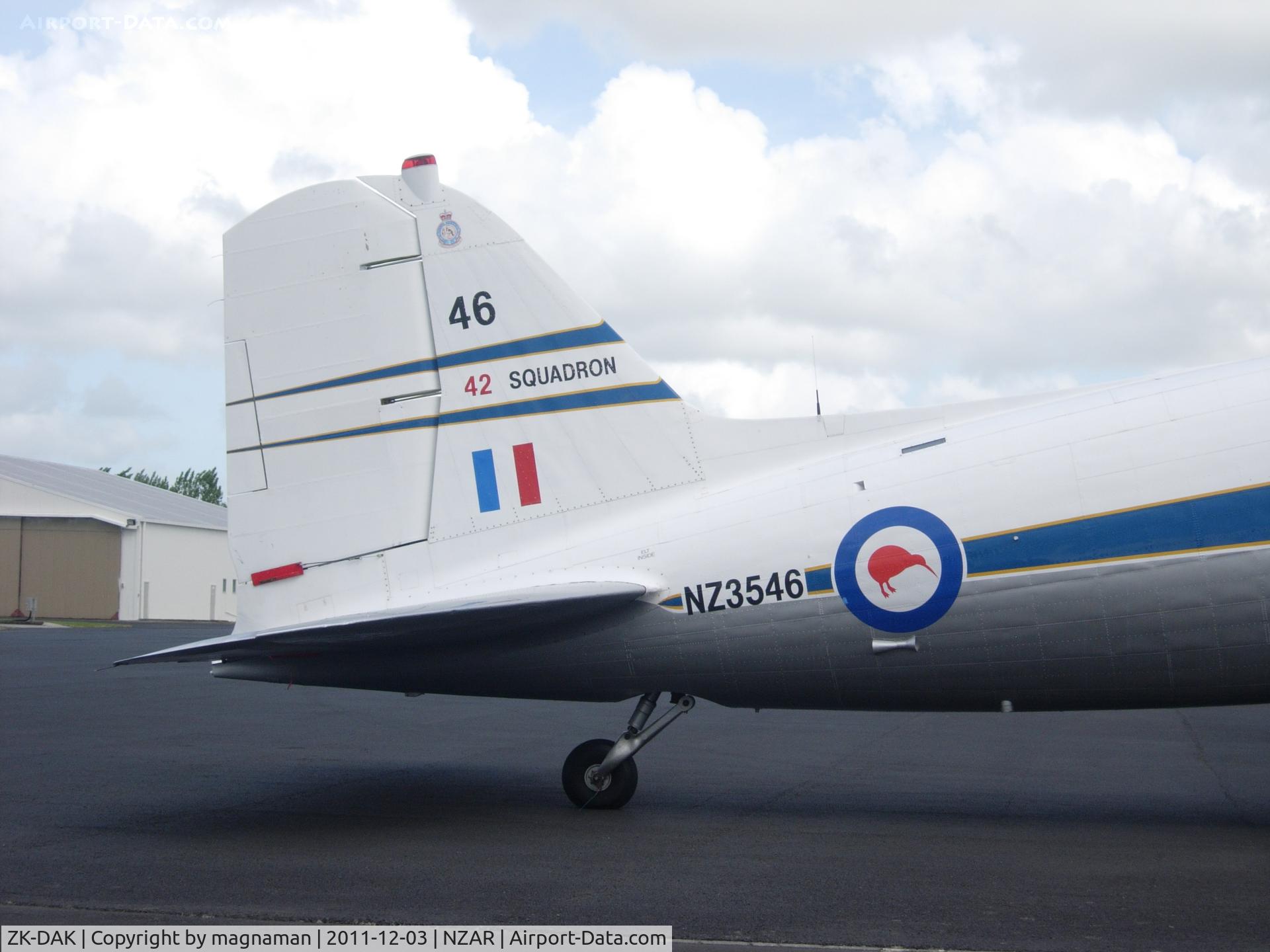 ZK-DAK, 1944 Douglas DC3C-S1C3G (C-47B) C/N 15035, Close up of back end.