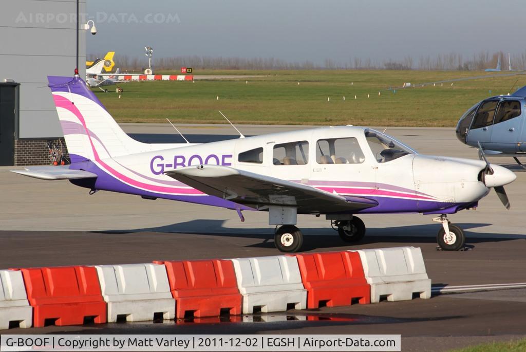 G-BOOF, 1978 Piper PA-28-181 Cherokee Archer II C/N 28-7890084, Sat on stand at SaxonAir.