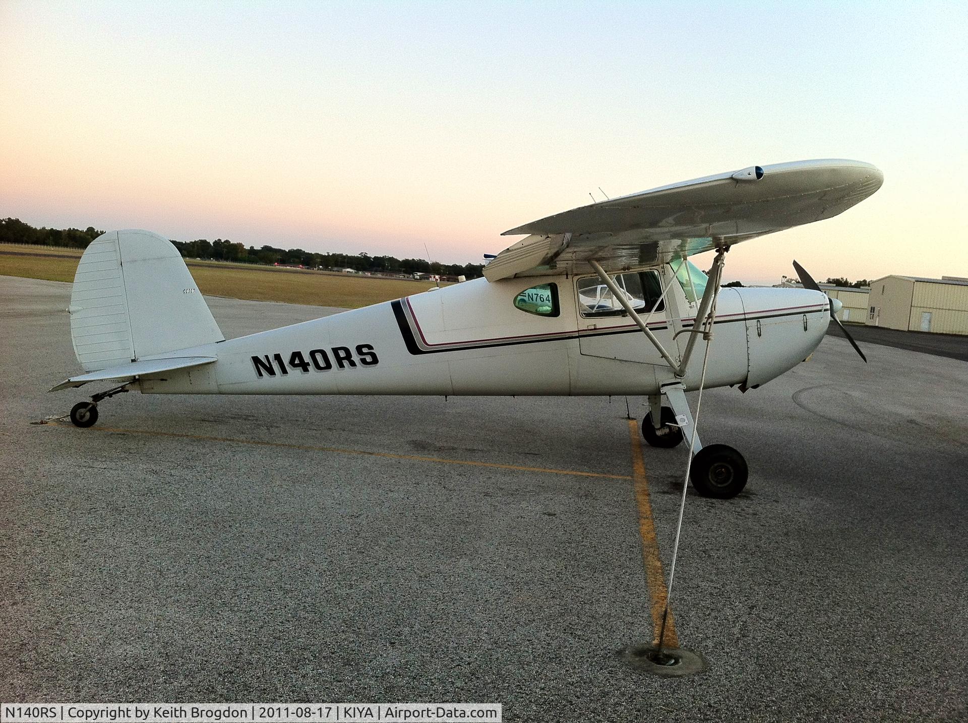 N140RS, 1946 Cessna 140 C/N 11112, Parked at Abbeville, Louisiana airport KIYA