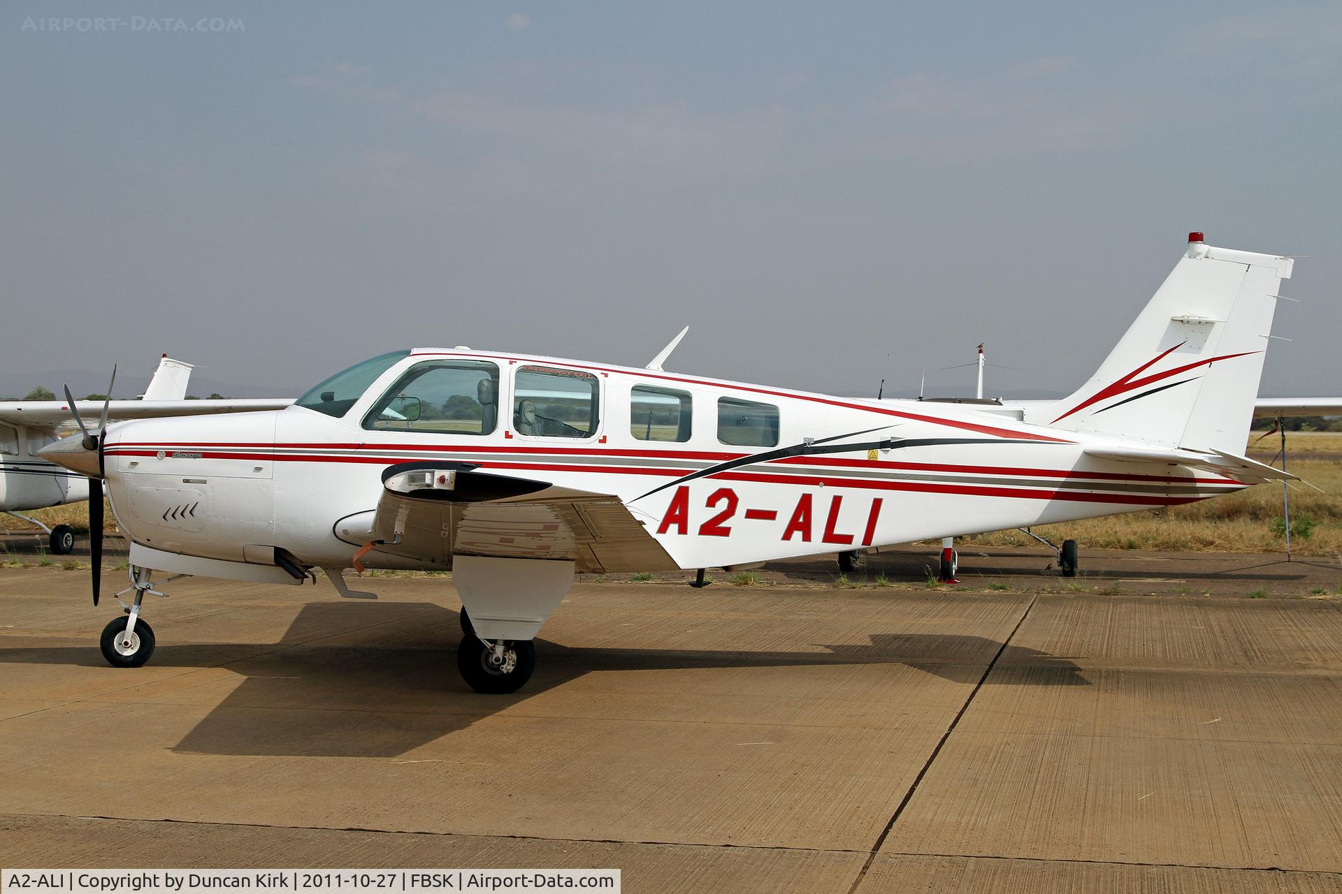 A2-ALI, 1981 Beech A36 Bonanza 36 C/N E-1942, Nicely situated for photography in the morning sunlight