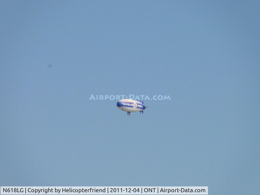 N618LG, 2000 American Blimp Corp A-60+ C/N 018, 4 - 5 miles east of the airport, heading west along the San Bernardino Freeway