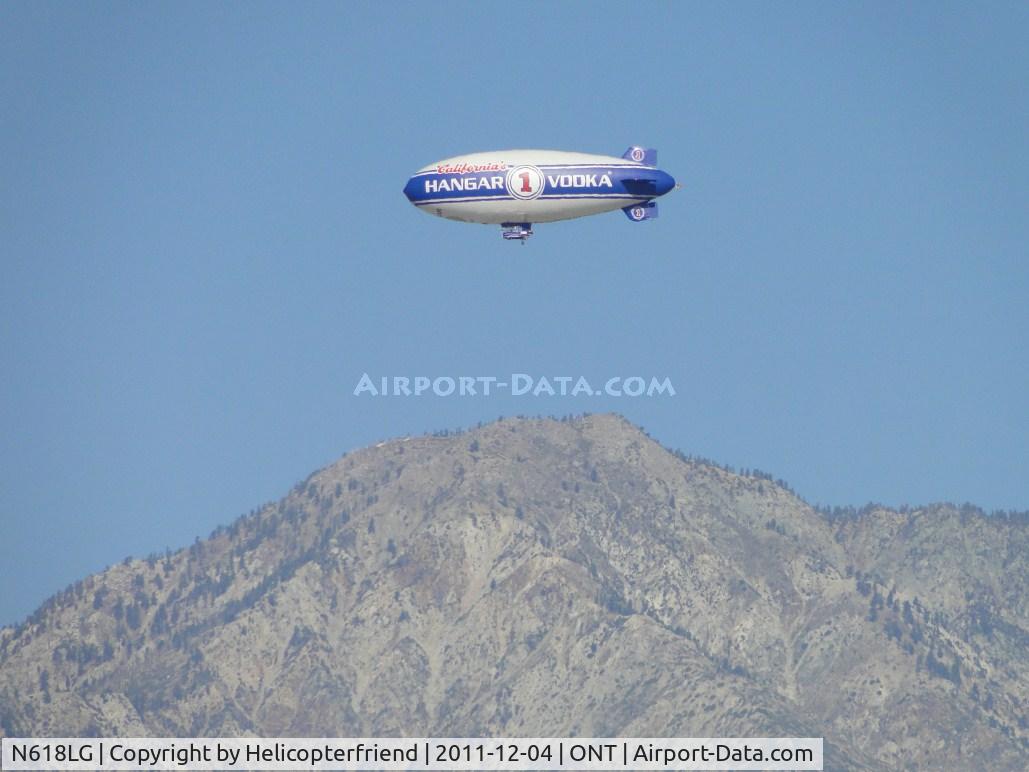 N618LG, 2000 American Blimp Corp A-60+ C/N 018, North east of the airport, heading west along the San Bernardino Freeway