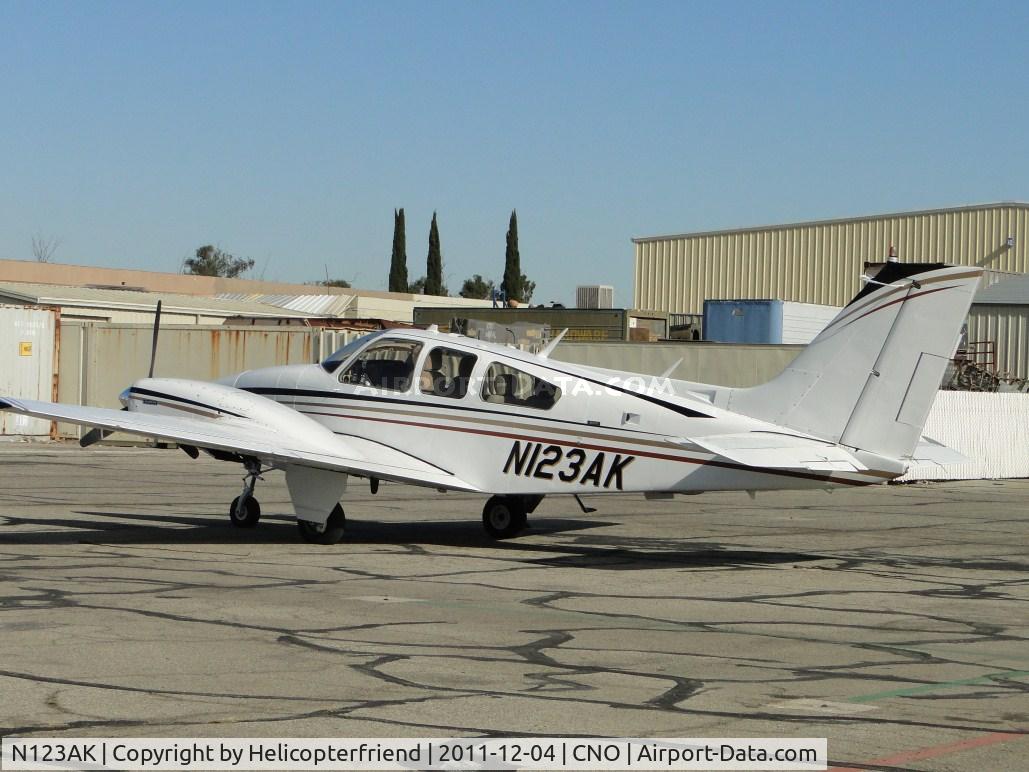 N123AK, 1973 Beech 95-B55 (T42A) Baron C/N TC-1543, Parked south of the paint shop area