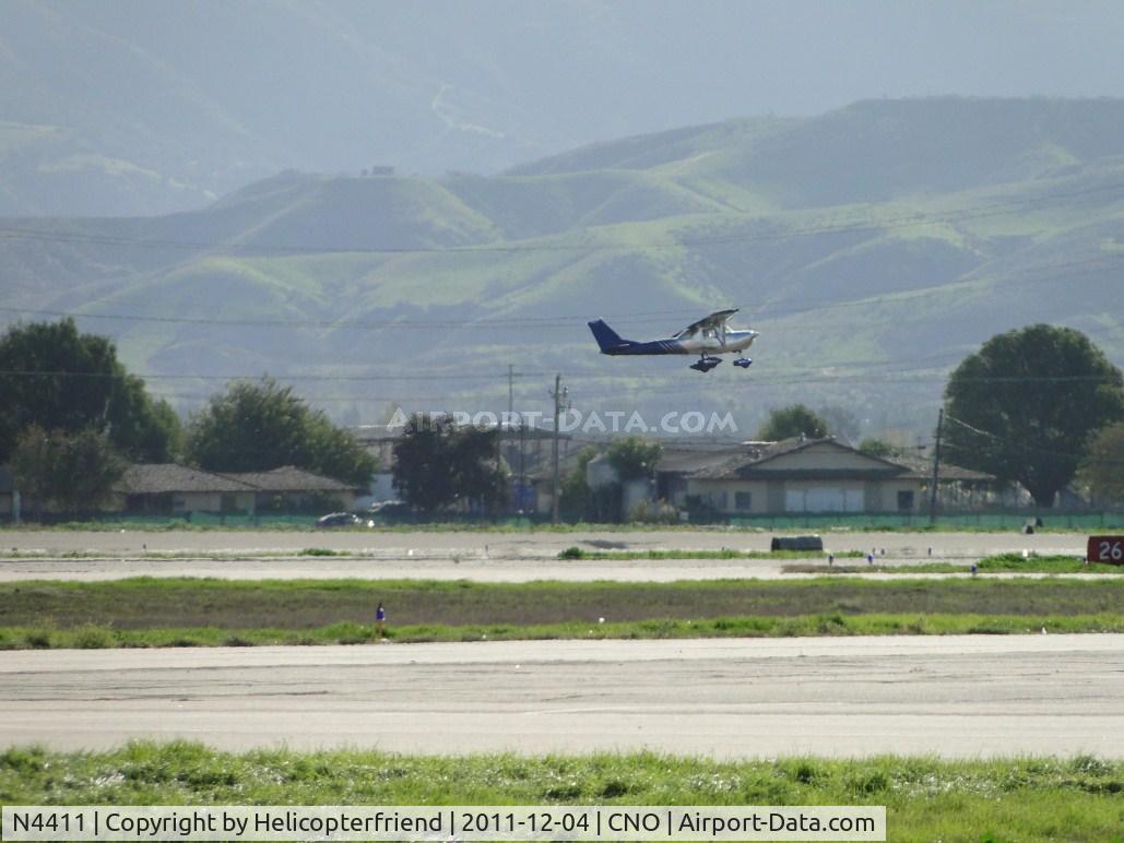N4411, 1965 Cessna 150F C/N 15062560, Airbourne from runway 26L and heading for Big Bear