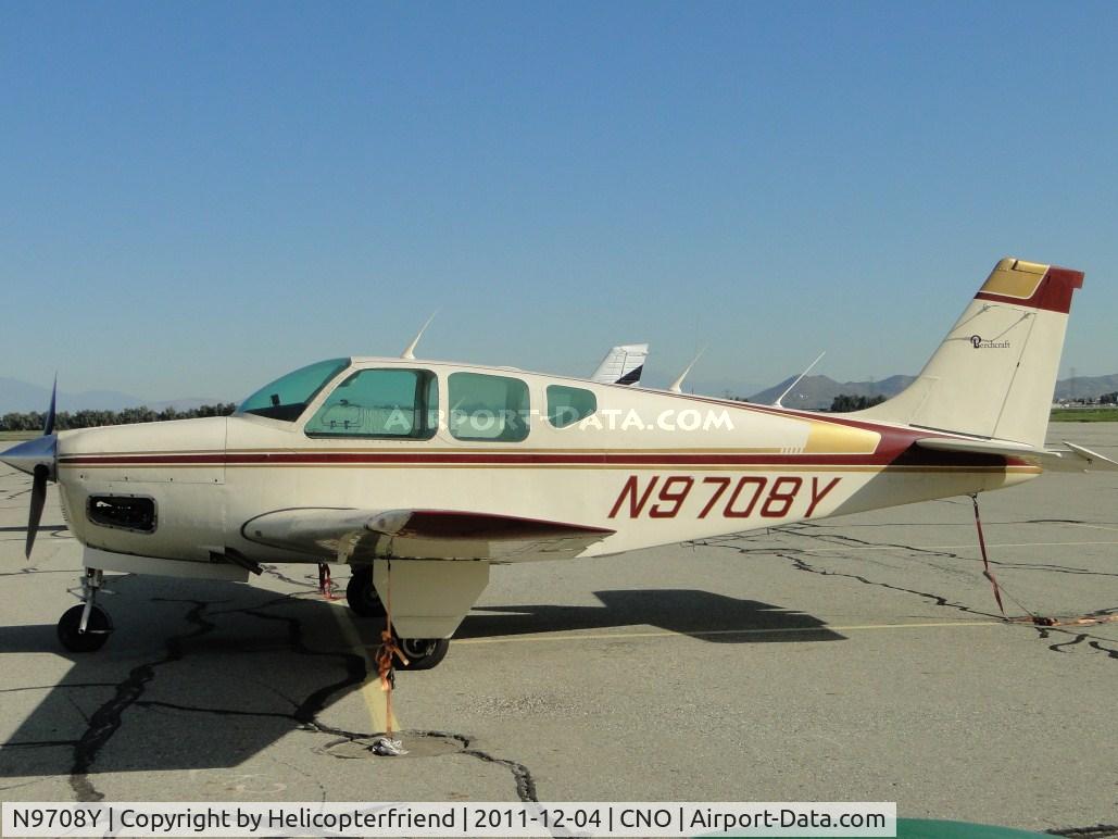 N9708Y, 1963 Beech 35-B33 Debonair C/N CD-599, Tied down & Parked