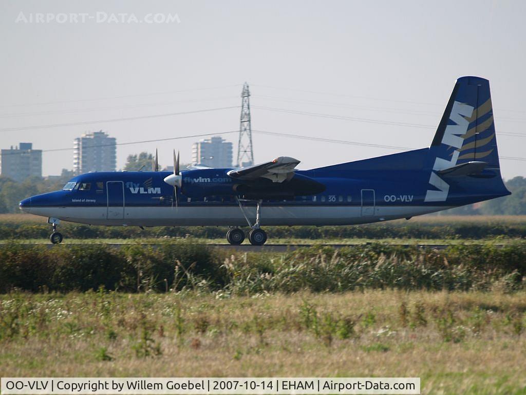OO-VLV, 1989 Fokker 50 C/N 20160, Landing on runway 18R of schiphol Airport