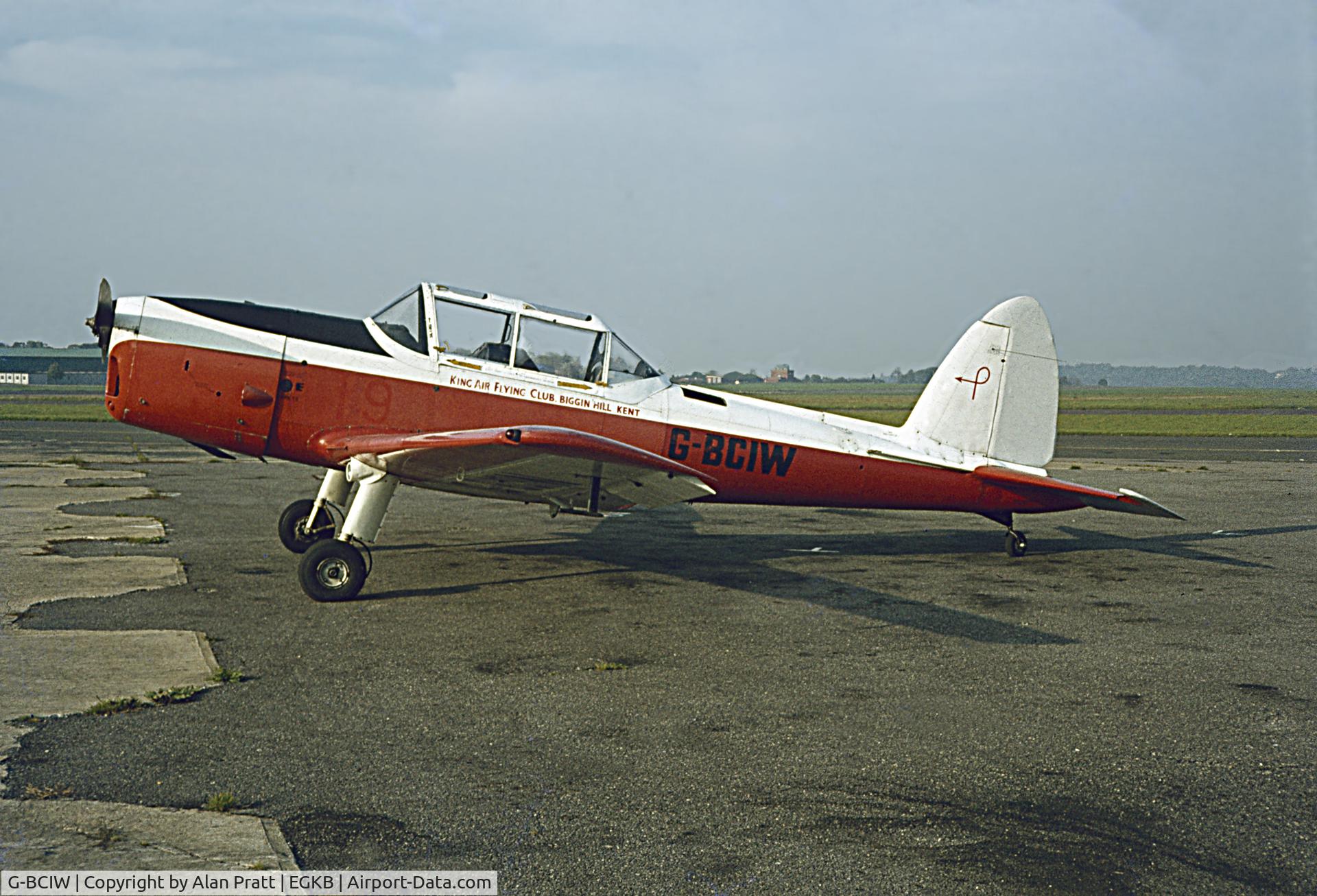 G-BCIW, 1953 De Havilland DHC-1 Chipmunk 22 C/N C1/0899, at Biggin Hill 1970s