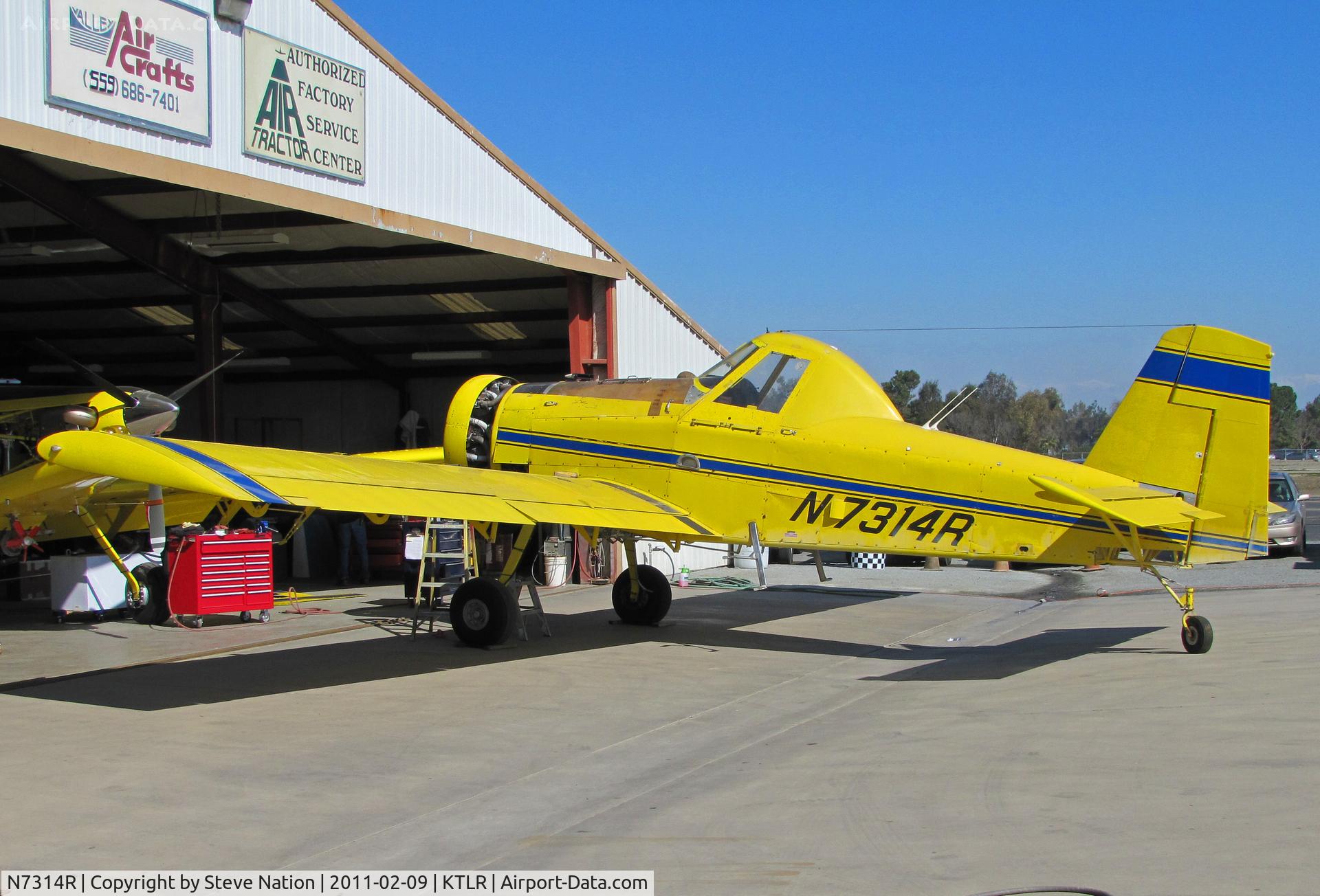 N7314R, 1987 Air Tractor Inc AT-501 C/N 501-0005, Rare (in U.S.) Precissi Flying Service AT-501 in for maintenance at Valley Aircrafters Tulare, CA