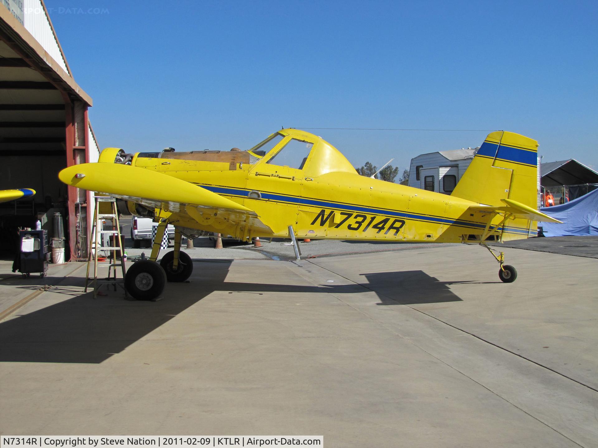N7314R, 1987 Air Tractor Inc AT-501 C/N 501-0005, Rare (in U.S.) Precissi Flying Service AT-501 in for maintenance at Valley Aircrafters Tulare, CA