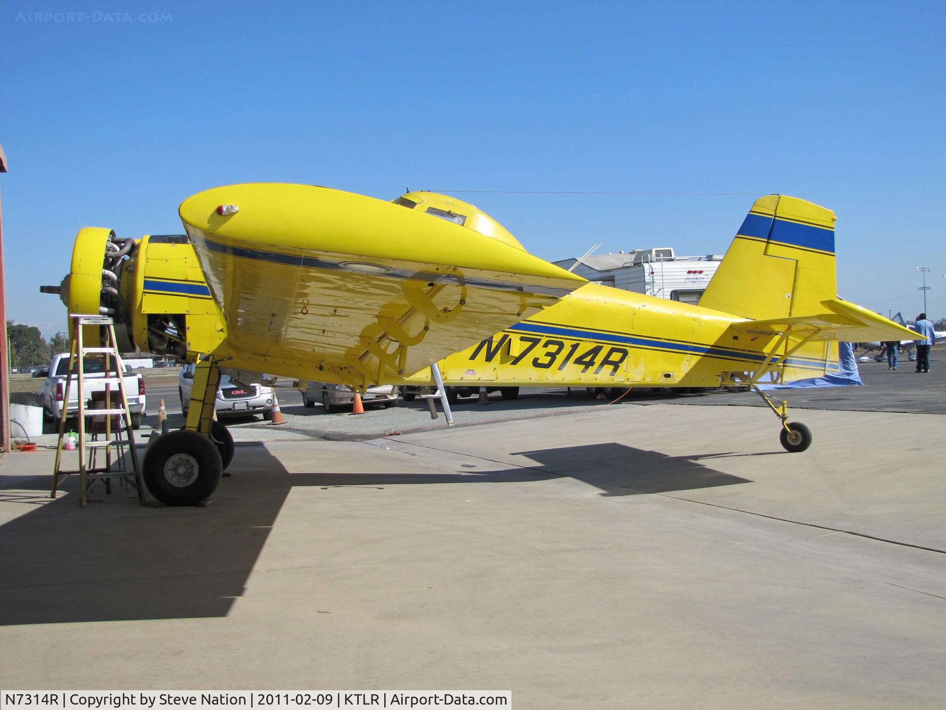 N7314R, 1987 Air Tractor Inc AT-501 C/N 501-0005, Rare (in U.S.) Precissi Flying Service AT-501 in for maintenance at Valley Aircrafters Tulare, CA