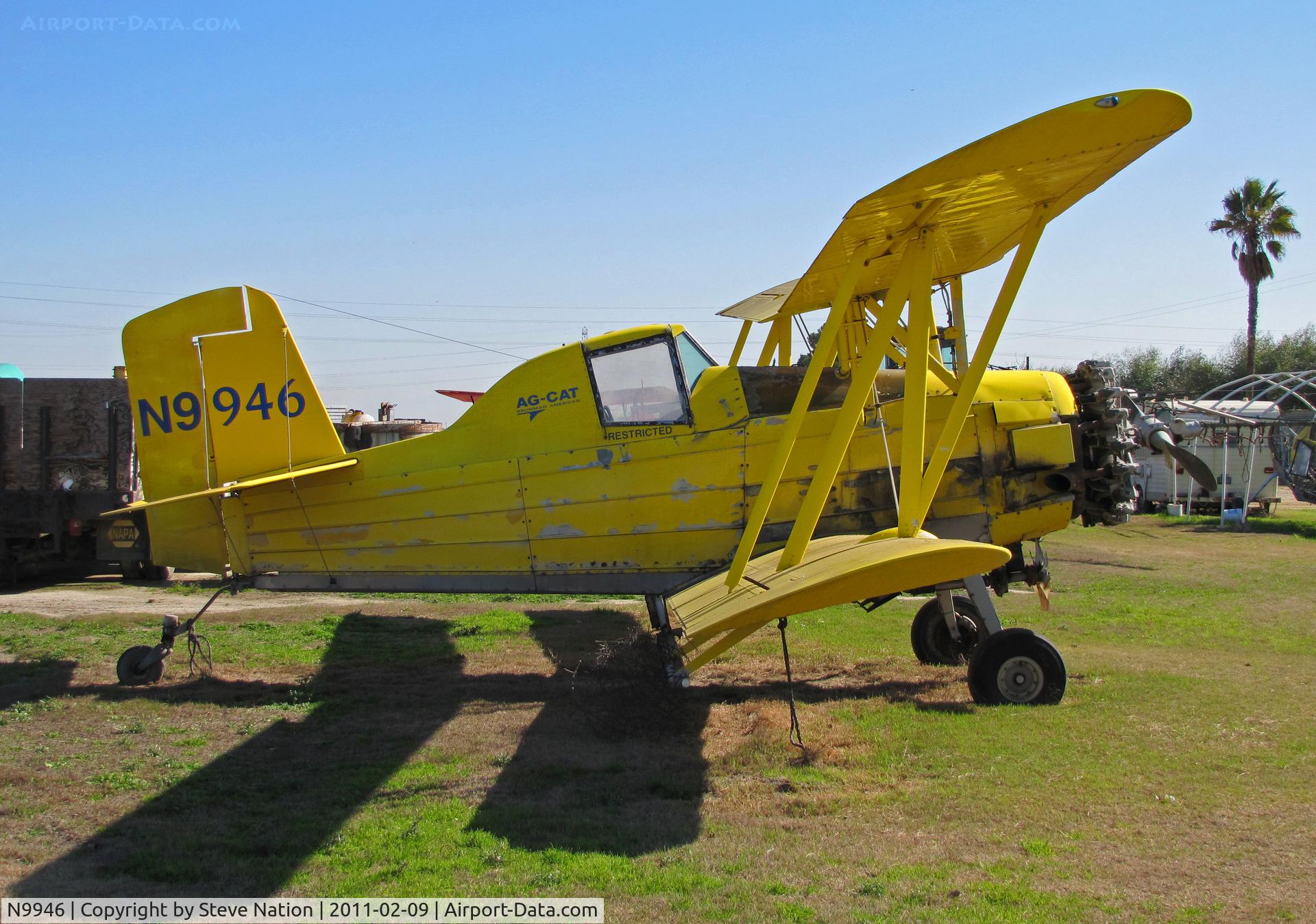 N9946, 1974 Grumman-Schweizer G-164A C/N 1349, Hughes Flying Service (Riverdale, CA) standard yellow 1974 G-164A rigged for spraying @ Brian Hughes' airstrip