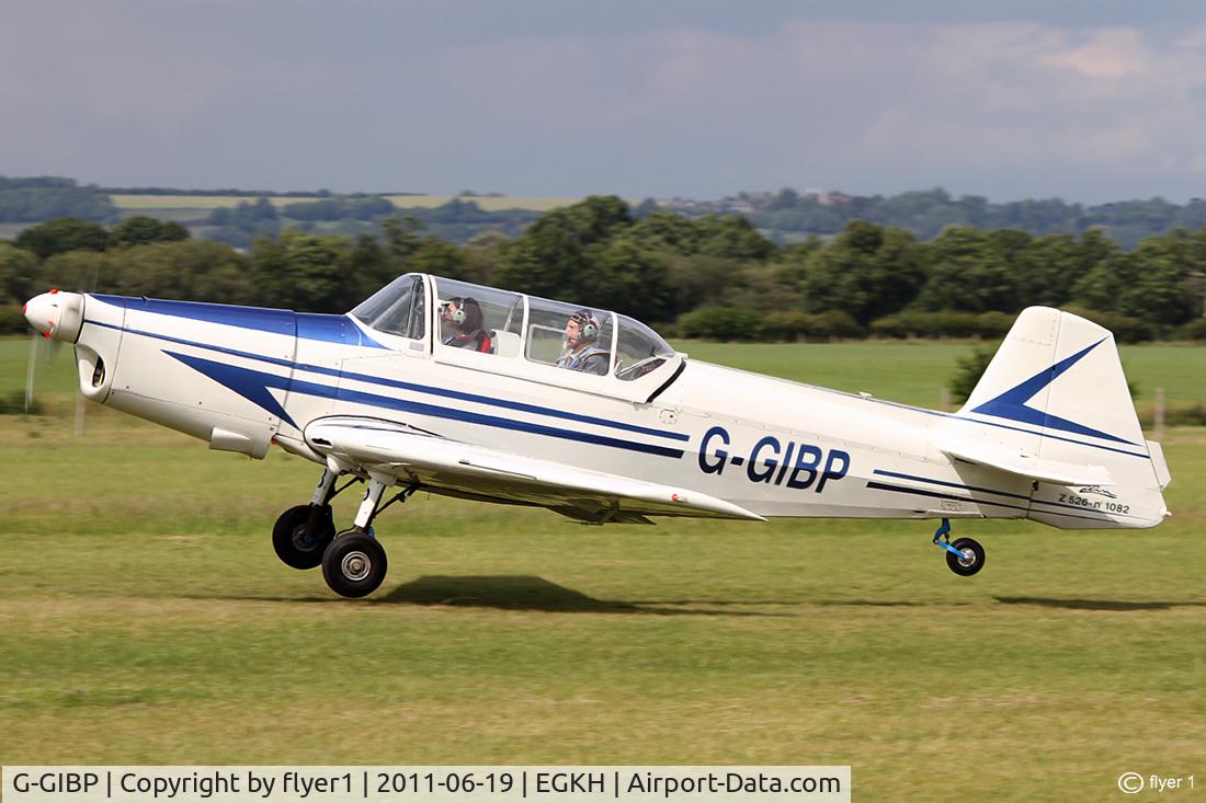 G-GIBP, 1969 Zlin Z-526 Trener Master C/N 1082, Departing Headcorn EGKH 19.6.2011. Earlier Registration as F-GIBP.
