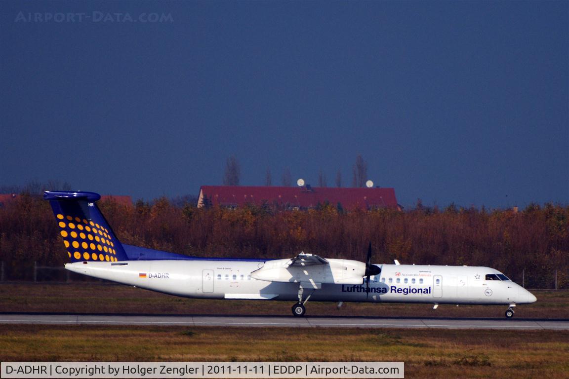 D-ADHR, 2001 De Havilland Canada DHC-8-402Q Dash 8 C/N 4041, At the end of a short jump from MUC
