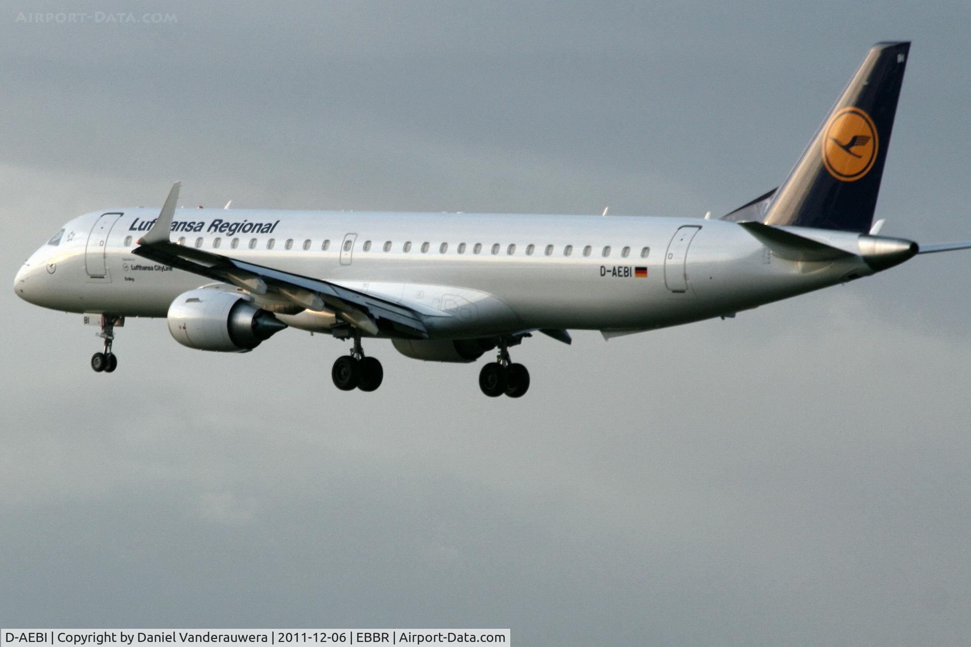 D-AEBI, 2011 Embraer 195LR (ERJ-190-200LR) C/N 19000464, Flight LH2288 is descending to RWY 25L