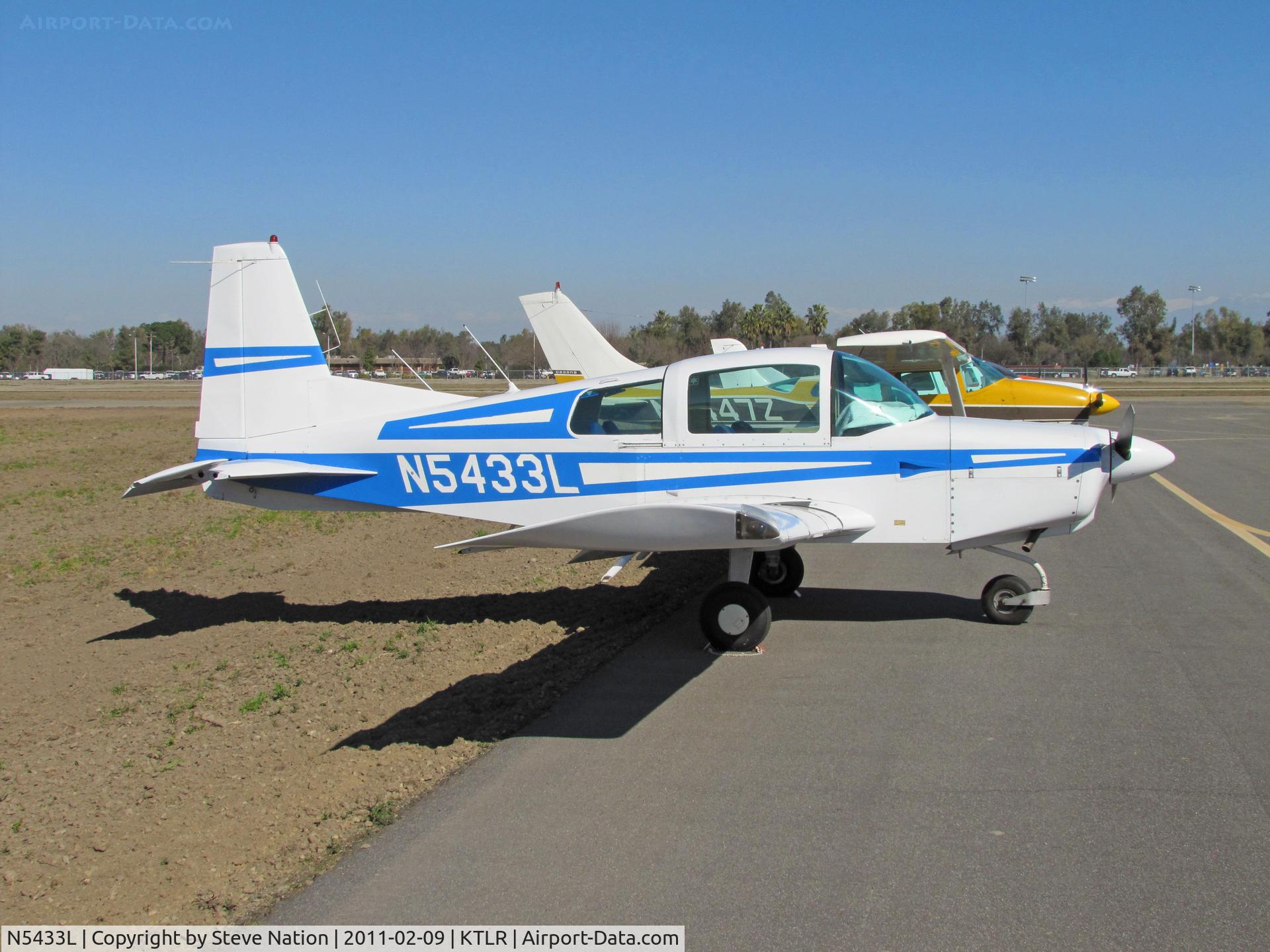 N5433L, 1973 Grumman American AA-5 Traveler C/N AA5-0333, Newman, CA-based 1973 Grumman American Aviation Corp AA-5 @ Tulare, CA for visit to nearby World Ag Expo