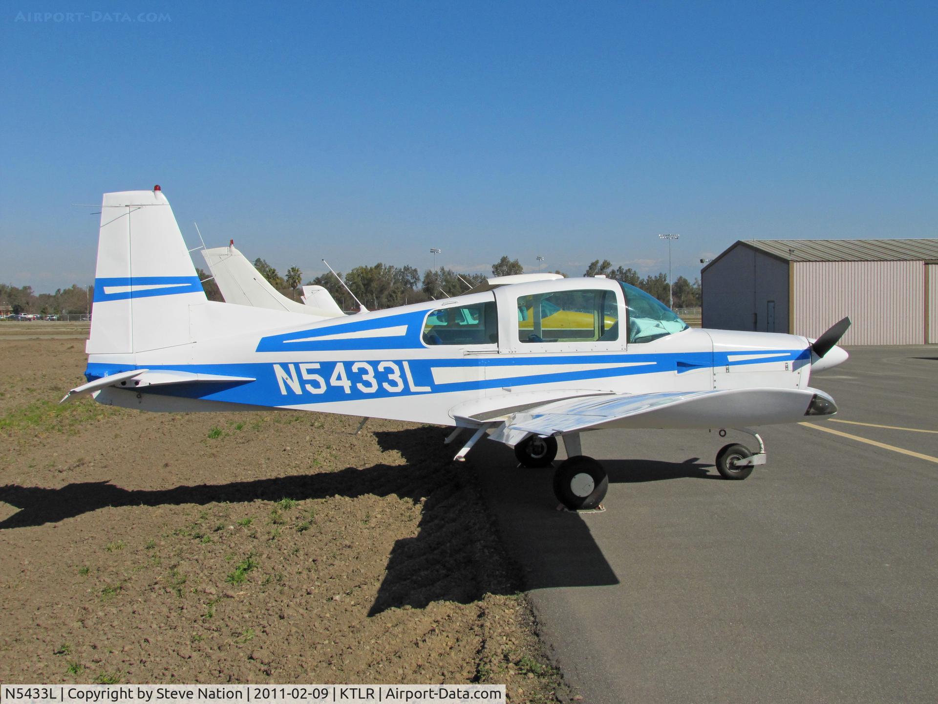 N5433L, 1973 Grumman American AA-5 Traveler C/N AA5-0333, Newman, CA-based 1973 Grumman American Aviation Corp AA-5 @ Tulare, CA for visit to nearby World Ag Expo