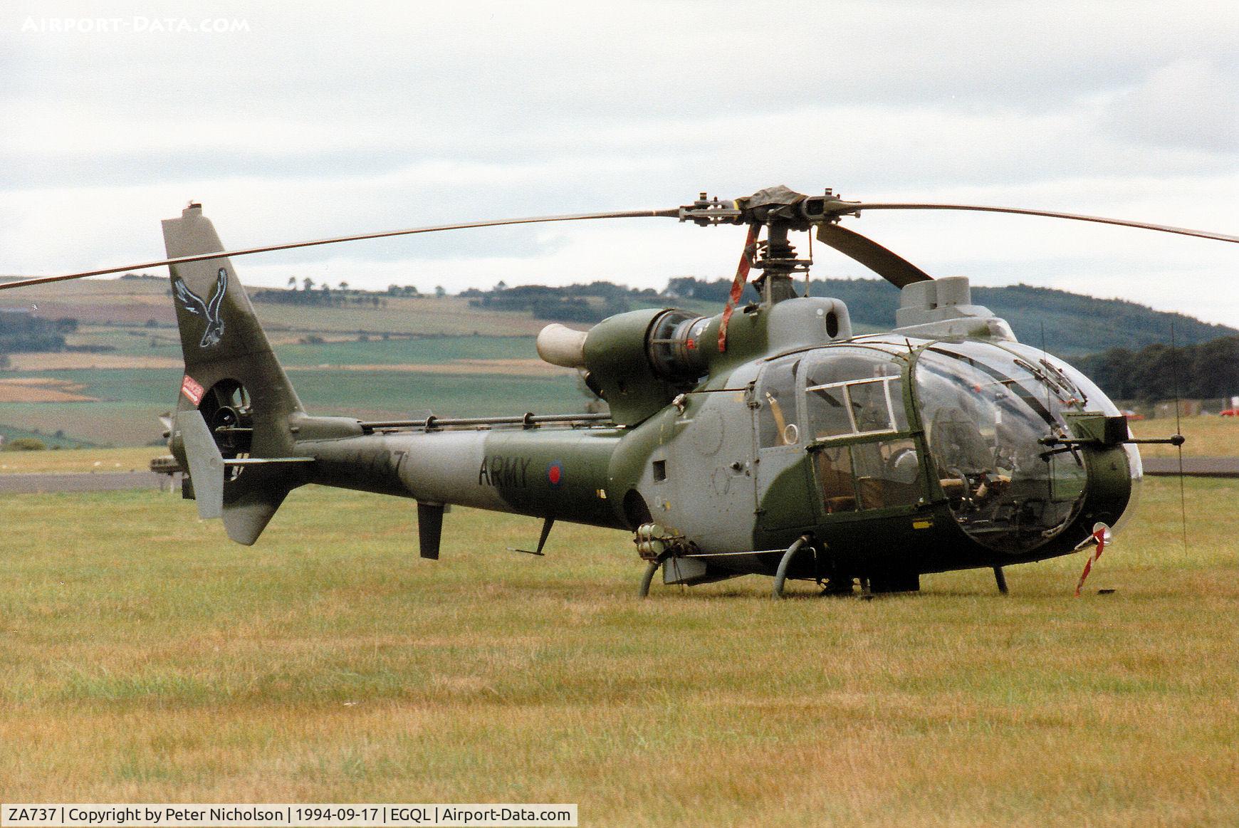 ZA737, 1980 Westland SA-341B Gazelle AH1 C/N WA1806, Army Air Corps Gazelle AH.1 of the Blue Eagles display team at the 1994 RAF Leuchars Airshow.