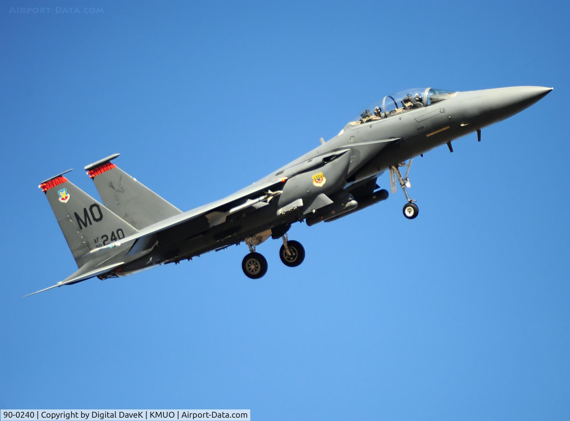 90-0240, 1990 McDonnell Douglas F-15E Strike Eagle C/N 1173/E143, West approach to Mountain Home AFB