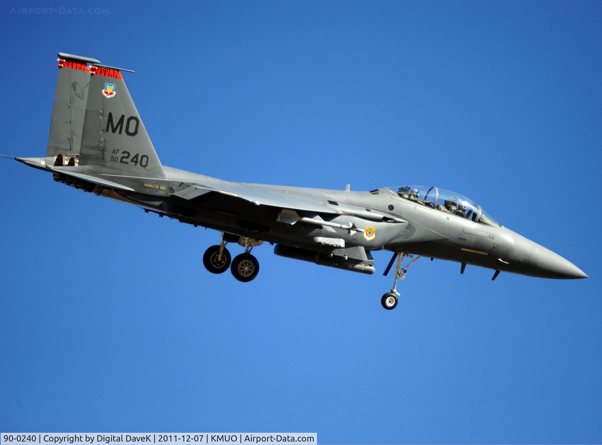 90-0240, 1990 McDonnell Douglas F-15E Strike Eagle C/N 1173/E143, West approach to Mountain Home AFB
