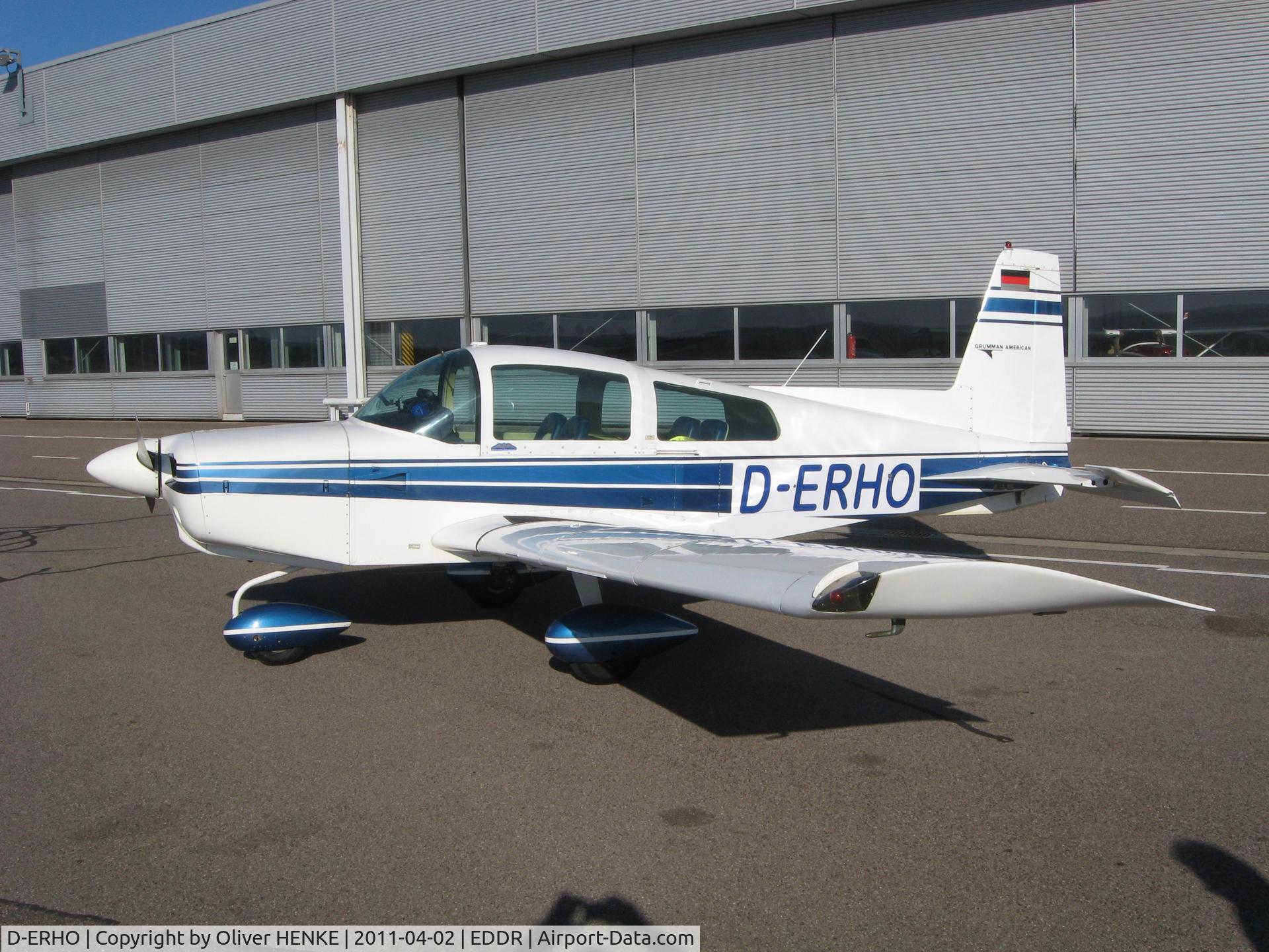 D-ERHO, 1974 Grumman American AA-5 Traveler C/N AA5-0507, Former registration in Belgium was OO-PAS
Nice and fast cruising airplane (105 knots)
