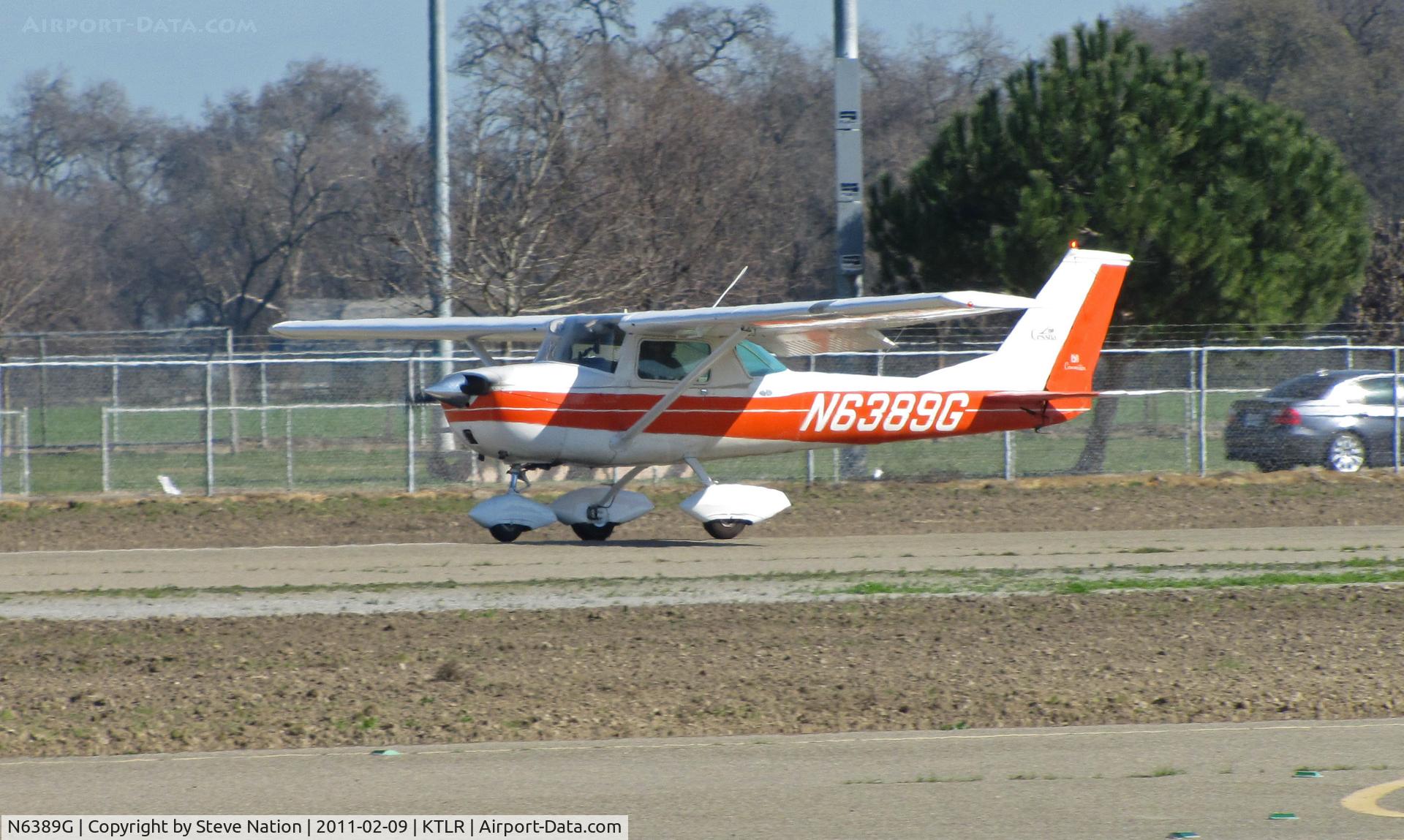 N6389G, 1970 Cessna 150K C/N 15071889, Wasco, CA-based 1970 Cessna 150K touching down @ Tulare, CA