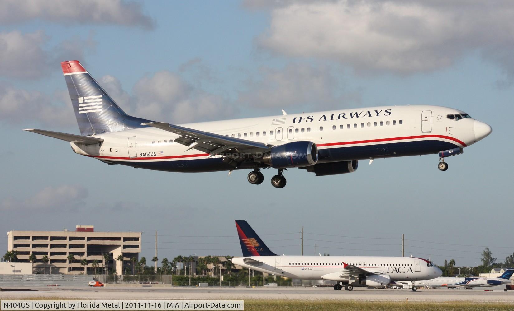 N404US, 1989 Boeing 737-401 C/N 23886, US Airways 737 landing on 12