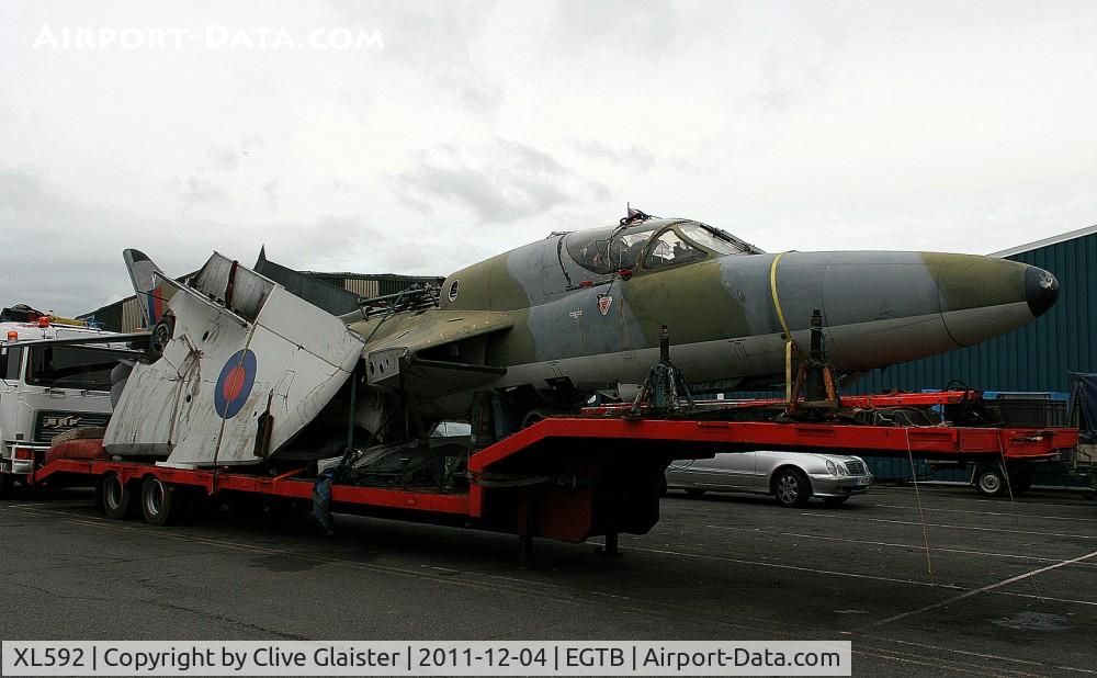 XL592, 1958 Hawker Hunter T.7 C/N 41H/693686, f/f 30/08/1958, d/d 29/09/1958, to 8836M Ex: Exeter, To: Kemble 2006