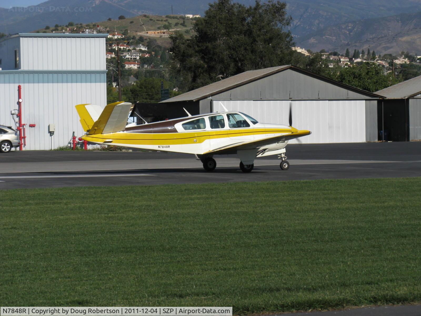 N7848R, 1968 Beech V35A Bonanza C/N D-8904, 1968 Beech V35A BONANZA, Continental IO-550 300 Hp upgrade, takeoff roll Rwy 04