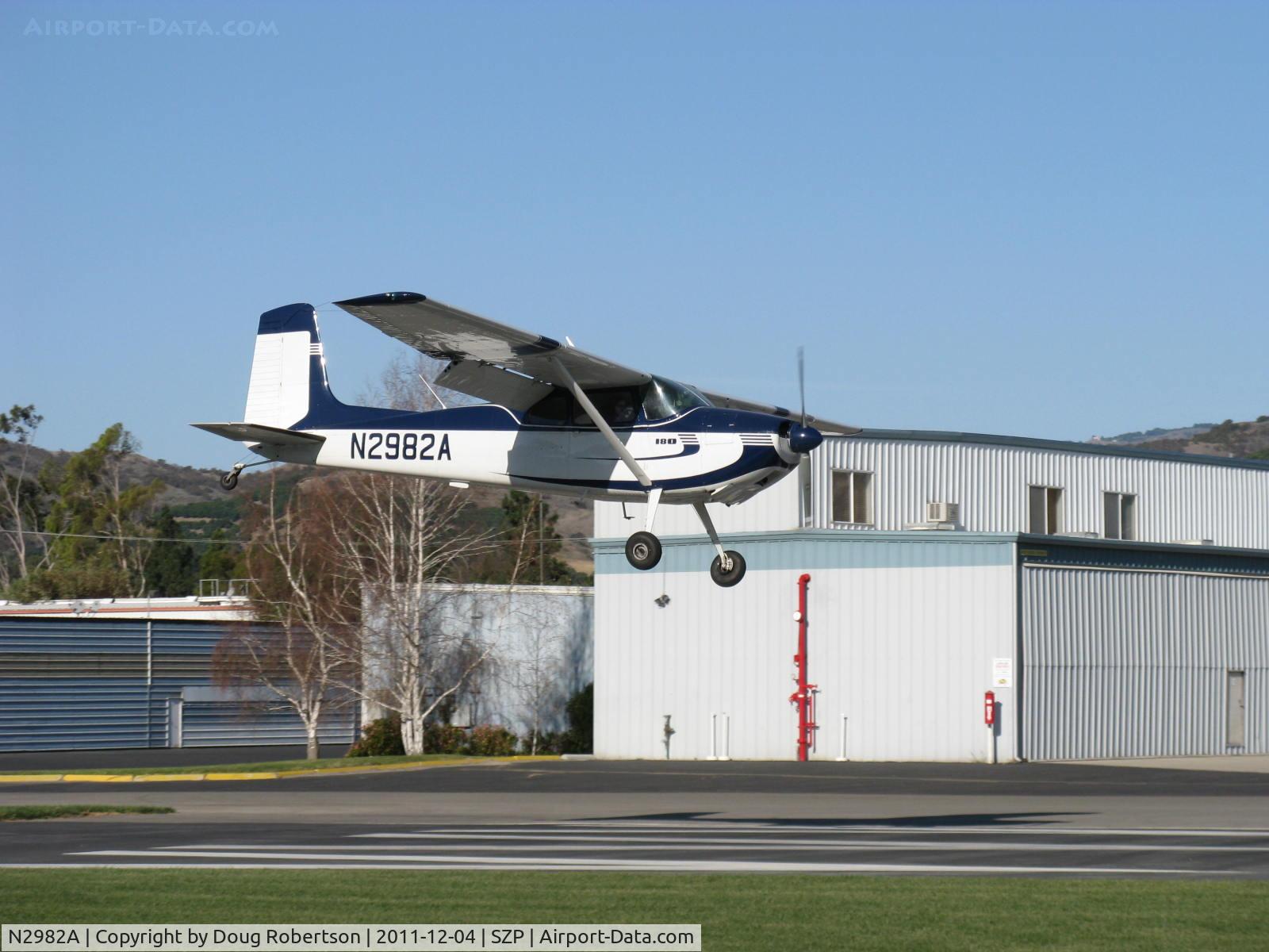 N2982A, 1953 Cessna 180 C/N 30182, 1953 Cessna 180, Continental O-470-A 225 Hp, first year of production, landing Rwy 04