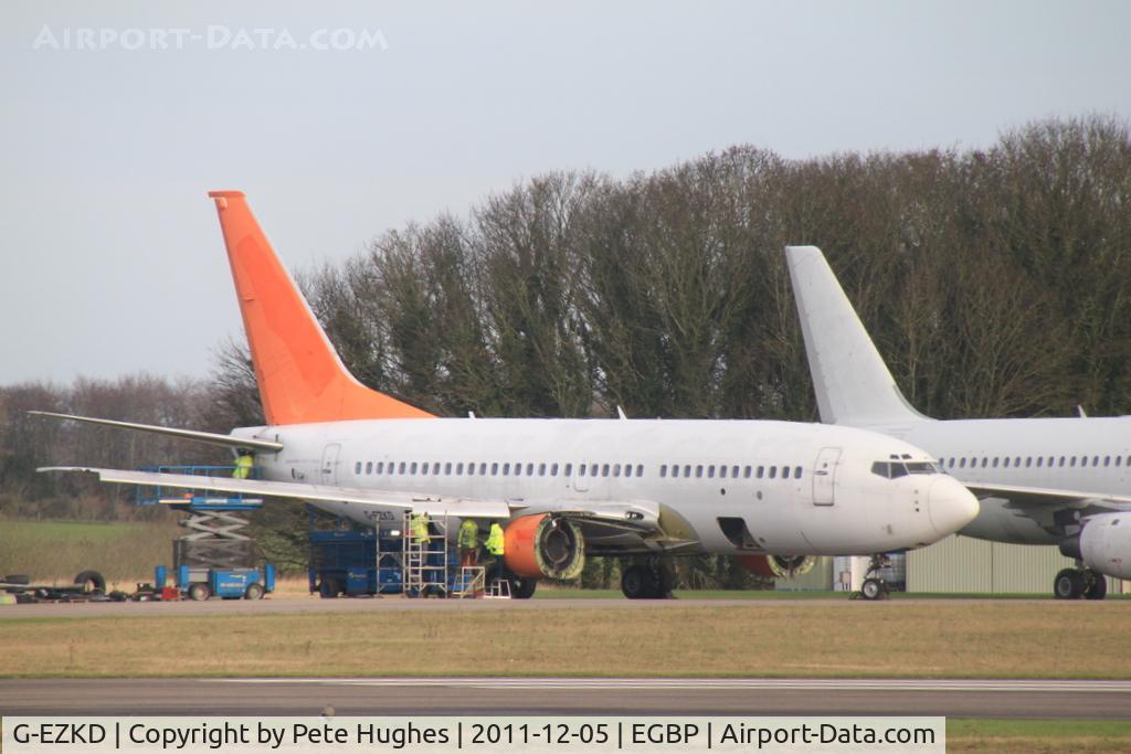 G-EZKD, 2004 Boeing 737-73V C/N 32425, G-EZKD already at the end of its life - in the break-up area at Kemble, recovery process well underway.