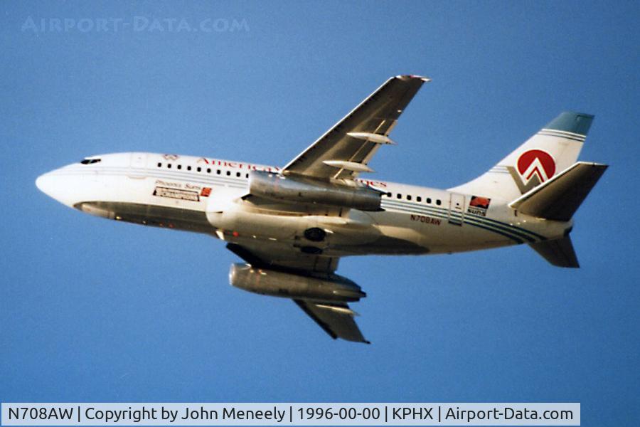 N708AW, 1969 Boeing 737-112 C/N 19771, Departing PHX sometime in 1996 - scanned from a print