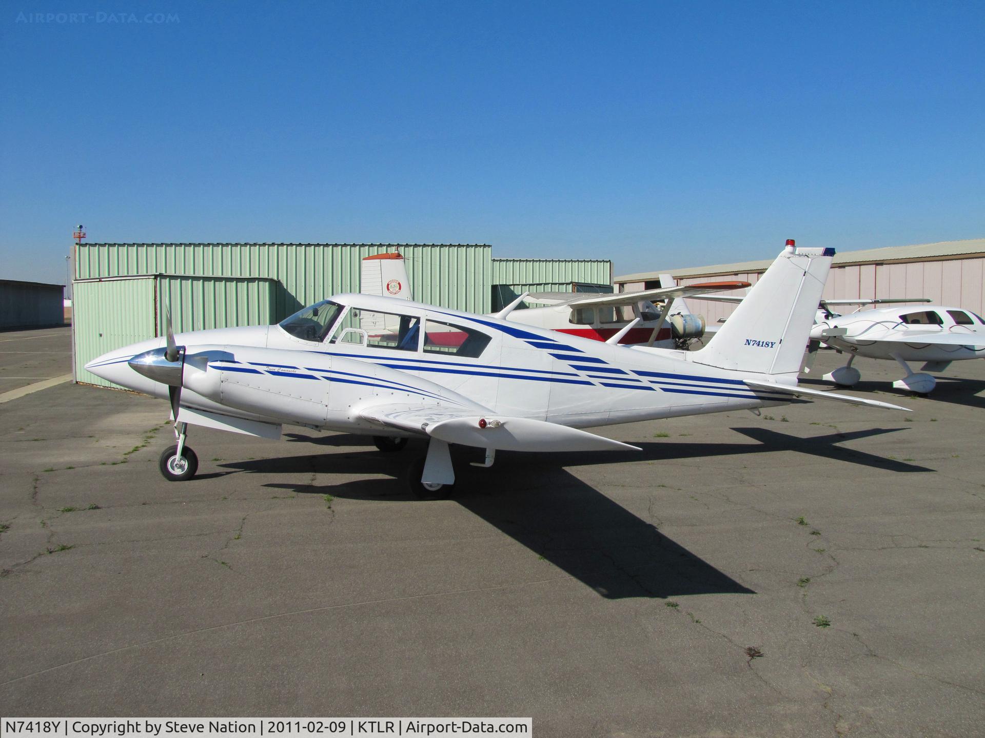 N7418Y, 1964 Piper PA-30 Twin Comanche Twin Comanche C/N 30-482, DGA Aviation LLC (Las Vegas, NV) operates this beautiful 1964 Piper PA-30 Twin Comanche seen @ Tulare, CA