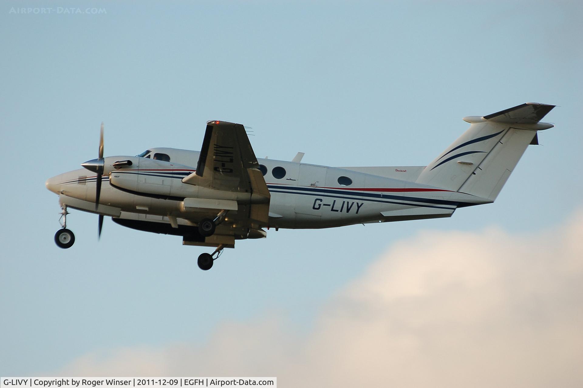 G-LIVY, 1977 Beech 200 Super King Air C/N BB-209, Super King Air of Dragonfly Aviation Services departing Runway 22.