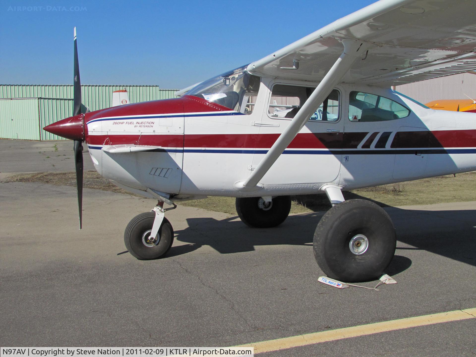 N97AV, 1979 Cessna 182Q Skylane C/N 18266809, Forward fuselage/cabin shot of highly modified 1979 Cessna 182Q with bush operations big wheels, canards on forward fuselage and 