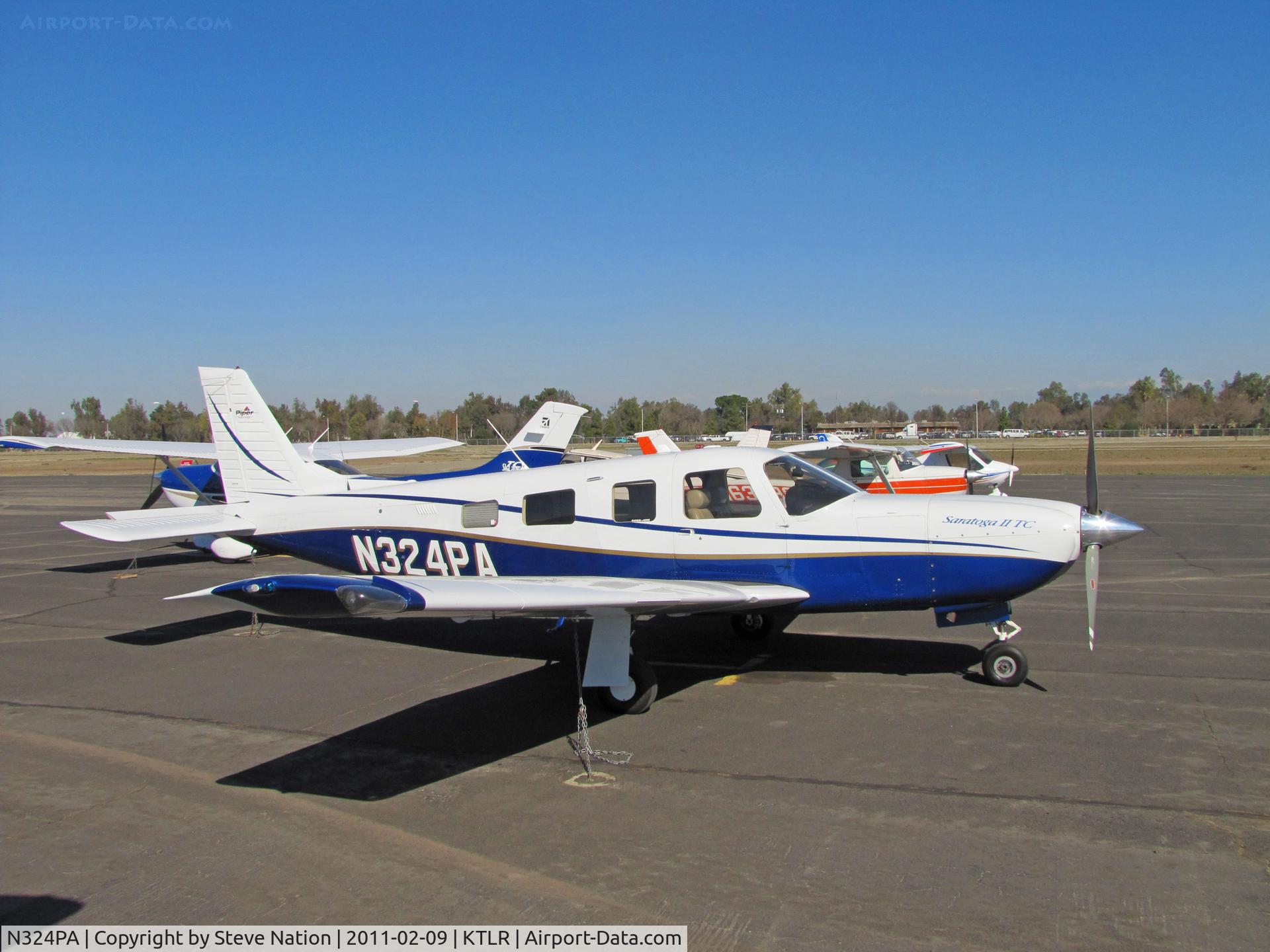 N324PA, 2001 Piper PA-32R-301T Turbo Saratoga C/N 3257230, Shades of Pan Am days past (earlier N324PA was a 707-321) this Manteca-based 2001 PA-32R-301T was photographed @ Tulare, CA