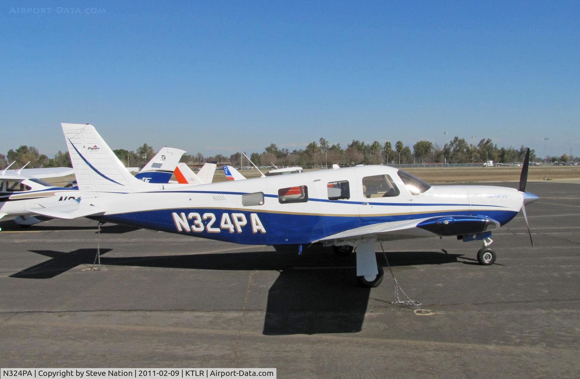 N324PA, 2001 Piper PA-32R-301T Turbo Saratoga C/N 3257230, Shades of Pan Am days past (earlier N324PA was a 707-321) this Manteca-based 2001 PA-32R-301T was photographed @ Tulare, CA