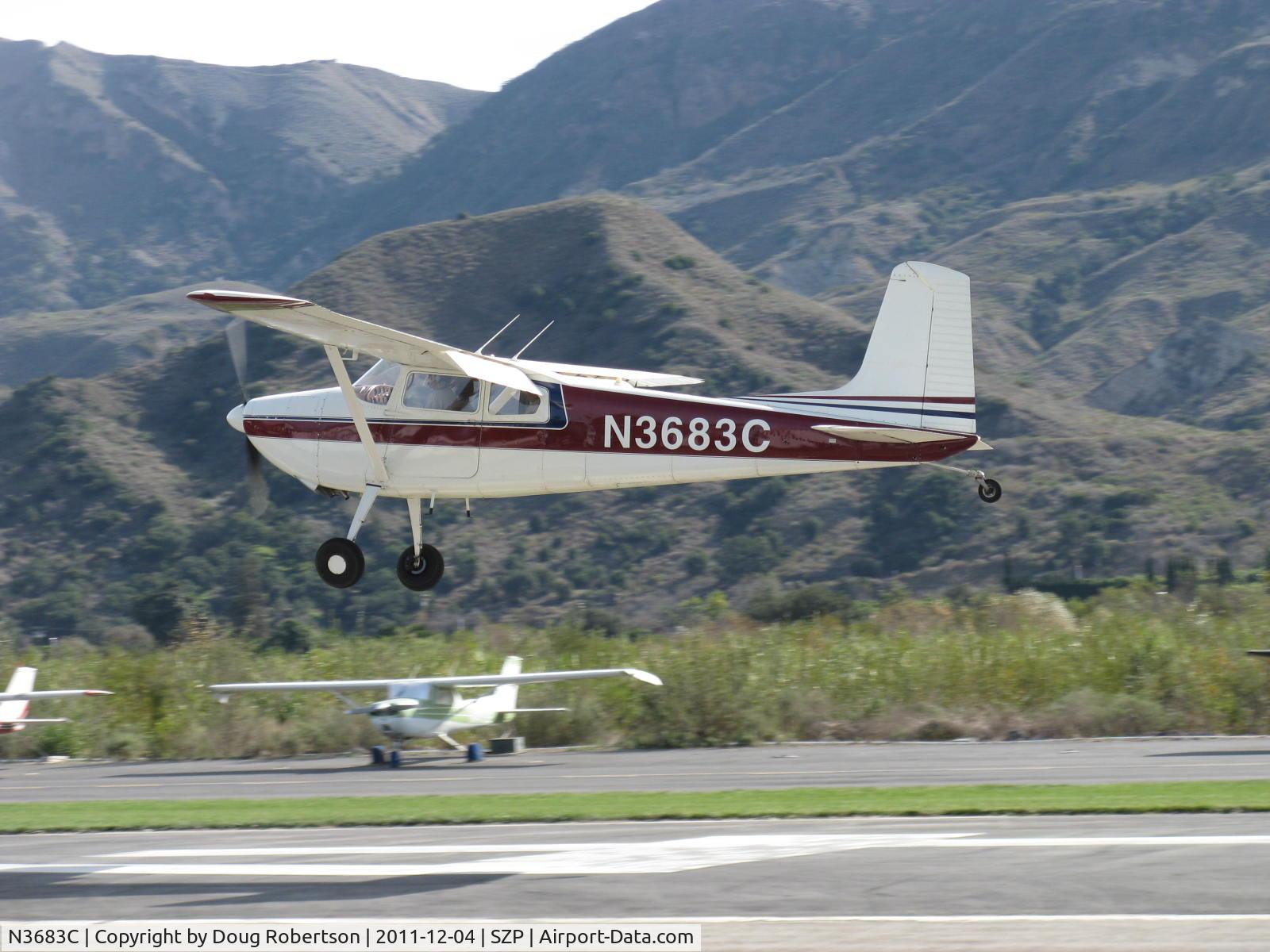 N3683C, 1954 Cessna 180 C/N 31182, 1954 Cessna 180, Continental O-470-A 225 Hp, 2nd year of production, C180 won't be called SKYWAGON until 1969 model year, landing Rwy 04