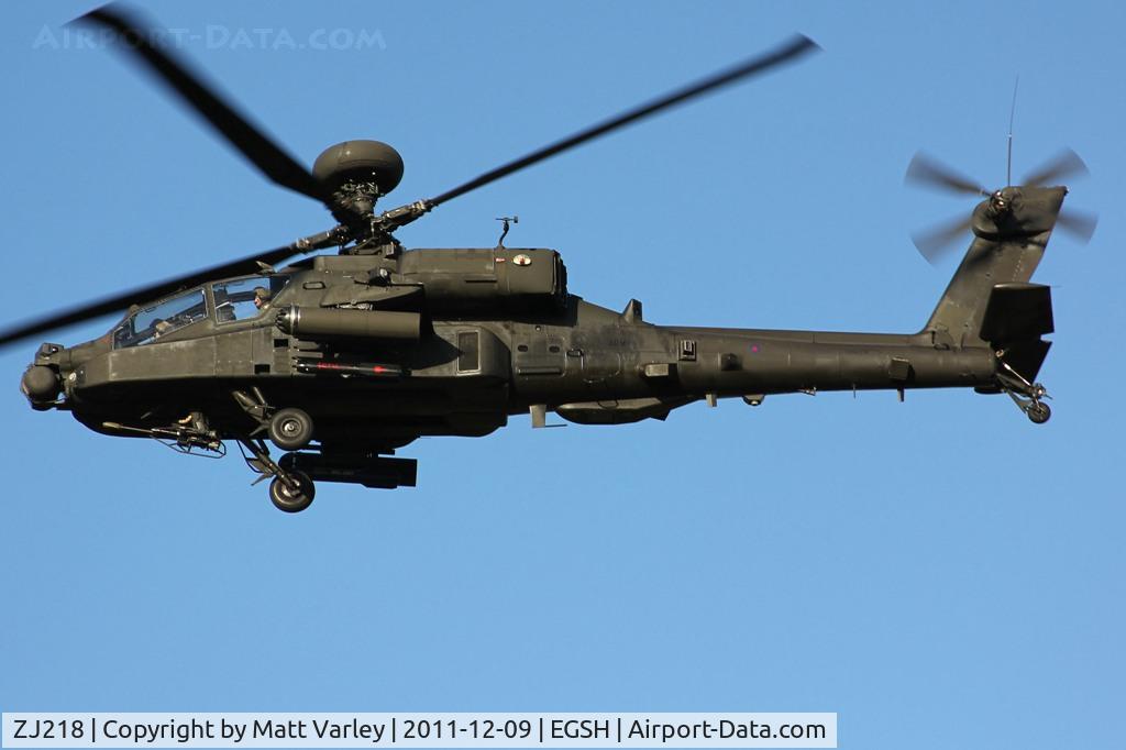 ZJ218, 2003 Westland Apache AH.1 C/N DU052/WAH052, Arriving at EGSH.