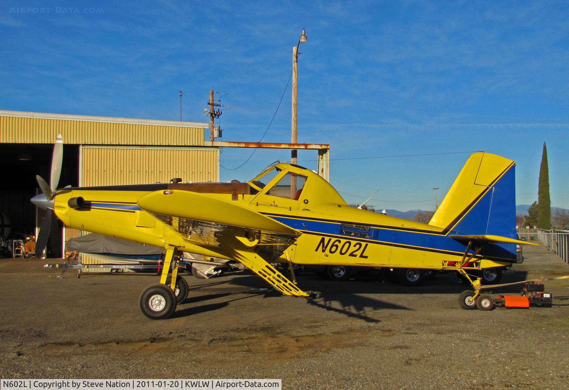 N602L, 1999 Air Tractor Inc AT-602 C/N 602-0526, Newly acquired from Iowa operator this Reg Michaud Aviation (Willows, CA) 1999 AT-602 is rigged for spraying @ Willows-Glenn County Airport