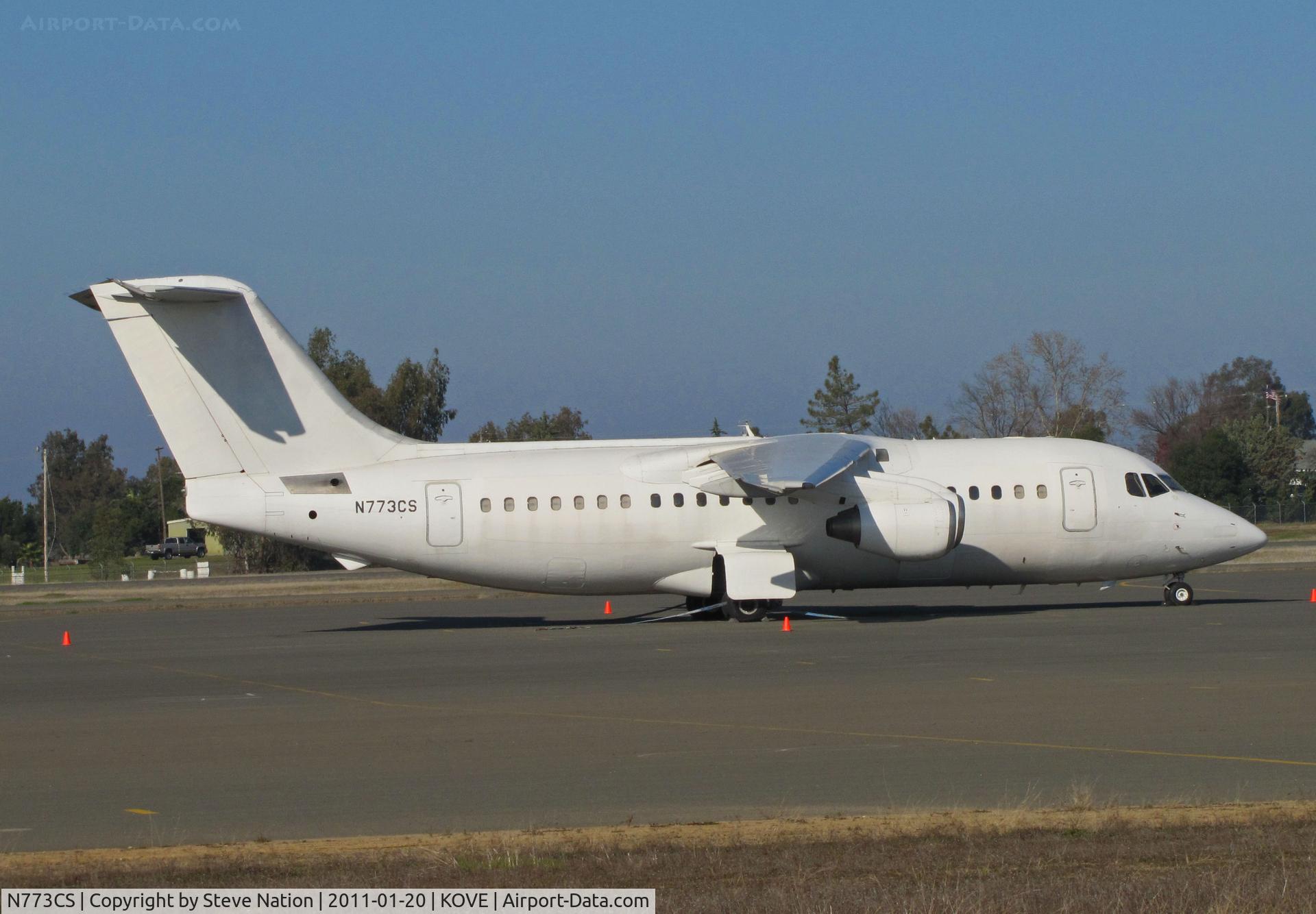 N773CS, British Aerospace BAe.146-200A C/N E2082, All white BAe-146 200A @ Oroville, CA (candidate for tanking for firefighting)