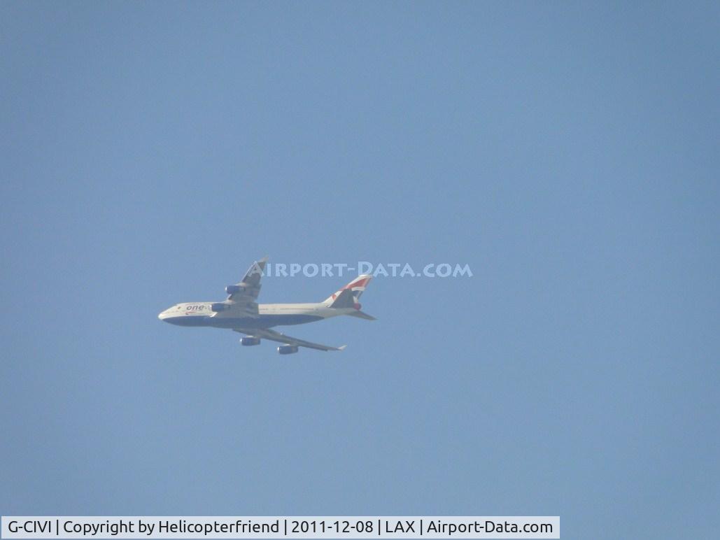 G-CIVI, 1996 Boeing 747-436 C/N 25814, On final for runway 24 taken from Bell, Calif approximately 20 miles east of LAX