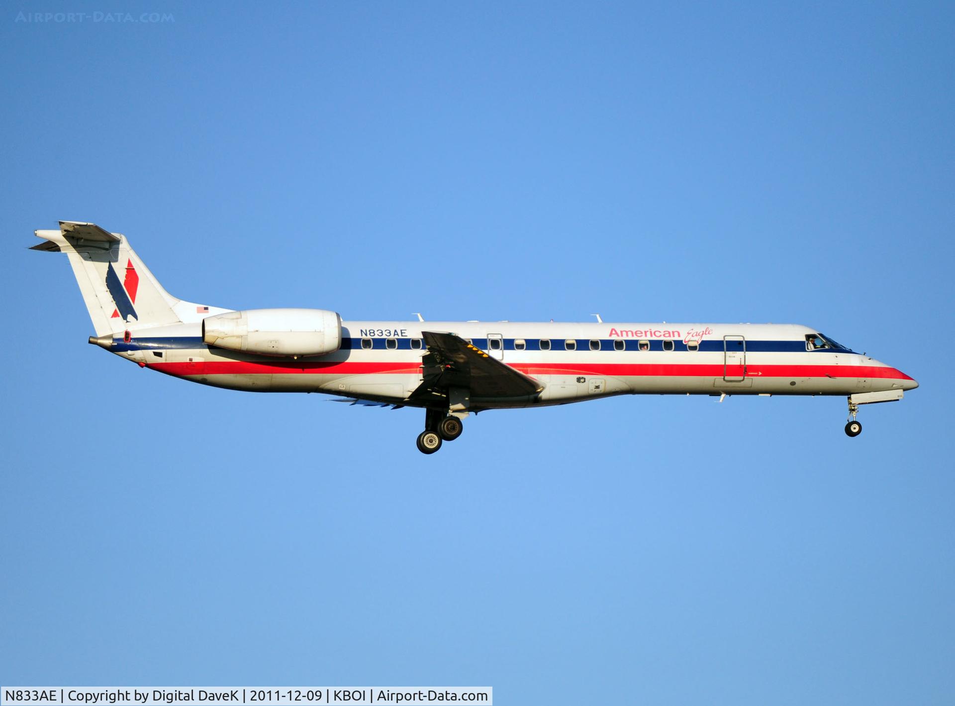 N833AE, 2002 Embraer ERJ-140LR (EMB-135KL) C/N 145629, West approach @ KBOI