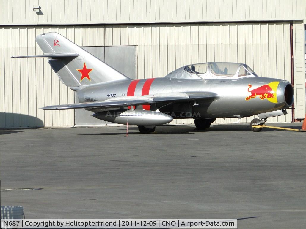 N687, 1953 Mikoyan-Gurevich MiG-15UTI C/N 1A02005, Parked in the parking area for Planes Of Fame Air Museum
