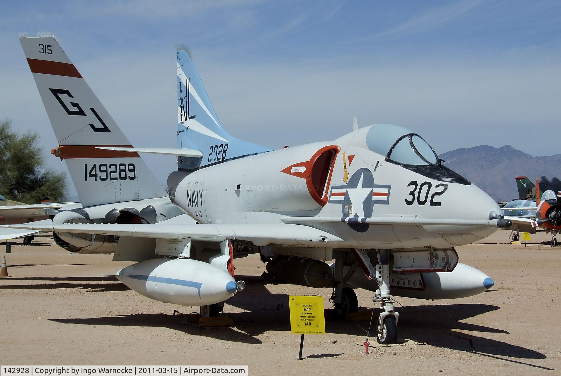 142928, Douglas A-4B Skyhawk C/N 11990, Douglas A4D-2 (A-4B) Skyhawk at the Pima Air & Space Museum, Tucson AZ