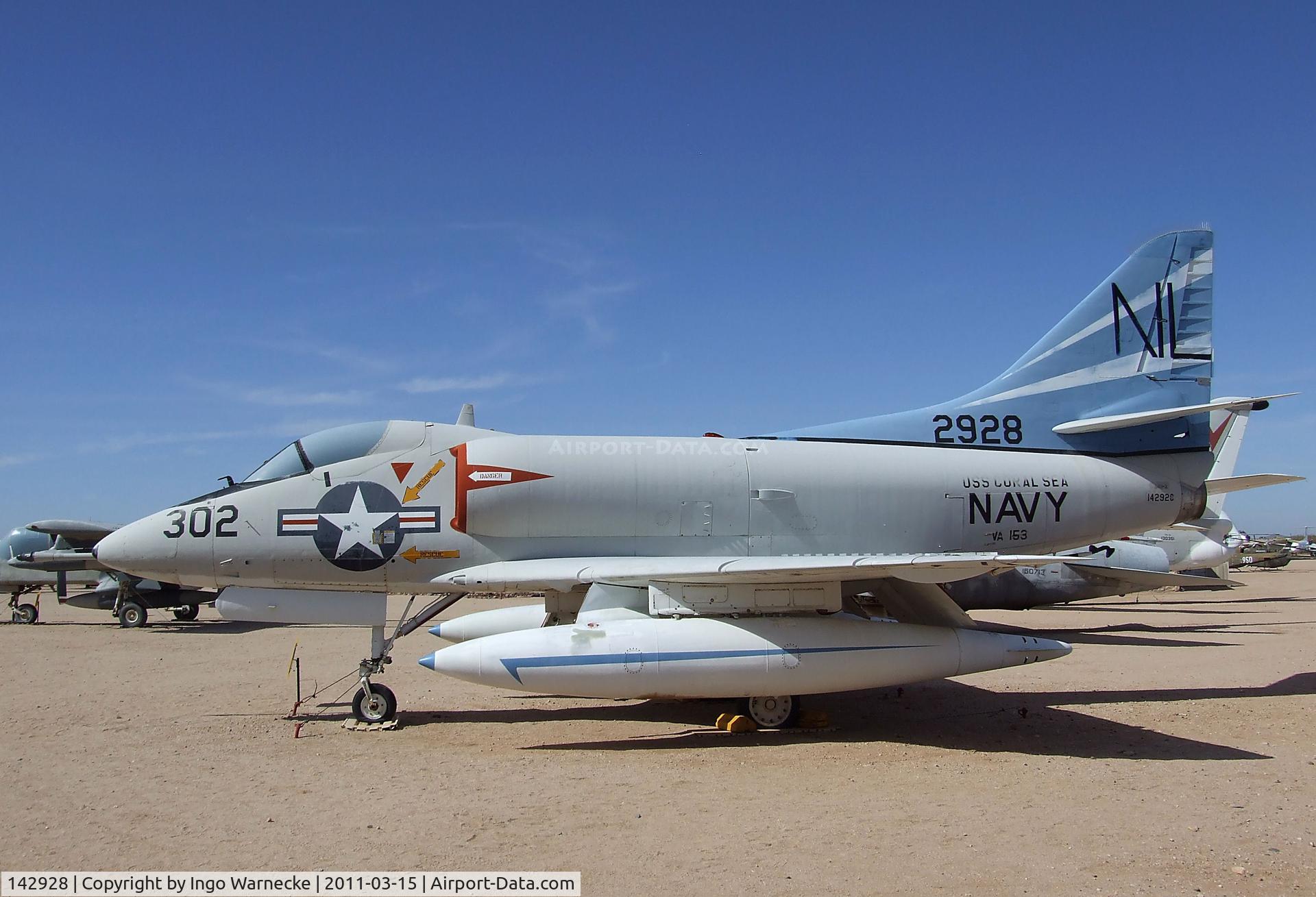 142928, Douglas A-4B Skyhawk C/N 11990, Douglas A4D-2 (A-4B) Skyhawk at the Pima Air & Space Museum, Tucson AZ