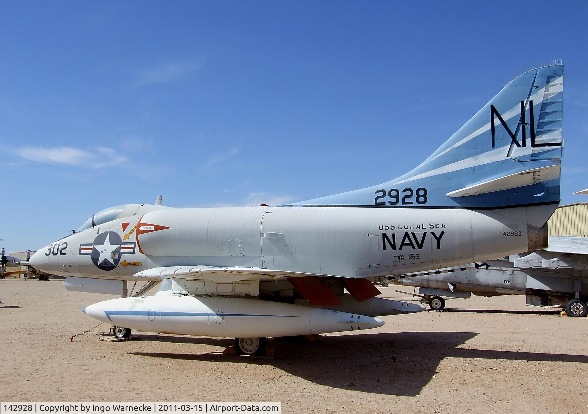 142928, Douglas A-4B Skyhawk C/N 11990, Douglas A4D-2 (A-4B) Skyhawk at the Pima Air & Space Museum, Tucson AZ