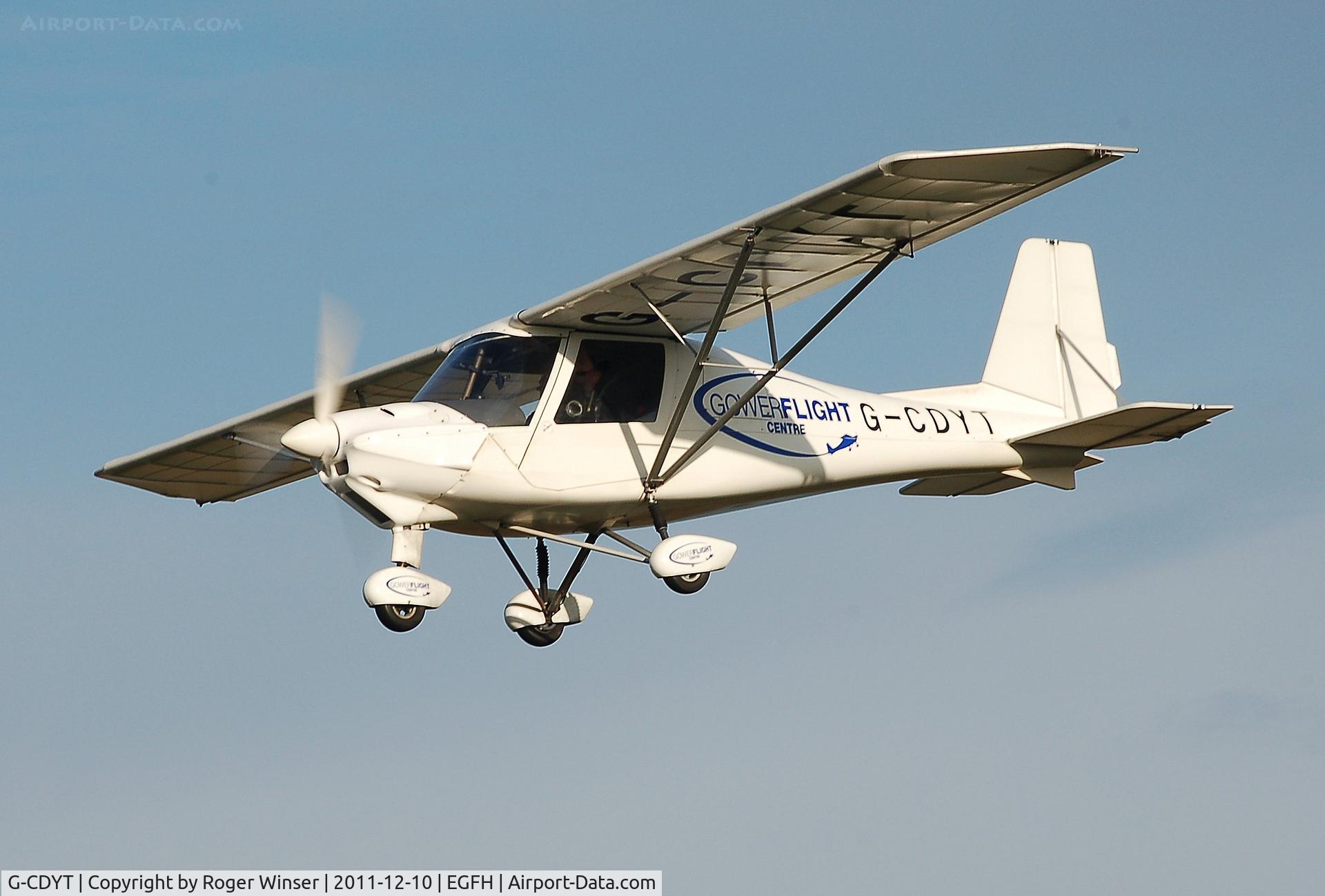 G-CDYT, 2006 Comco Ikarus C42 FB80 C/N 0603-6798, Ikarus operated by Gower Flight Centre. On finals to Runway 28.