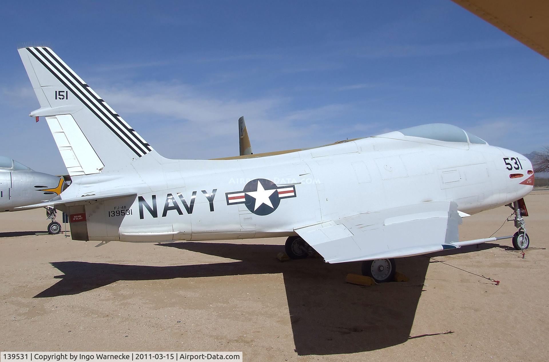 139531, North American AF-1E Fury C/N 209-151, North American AF-1E (FJ-4B) Fury at the Pima Air & Space Museum, Tucson AZ