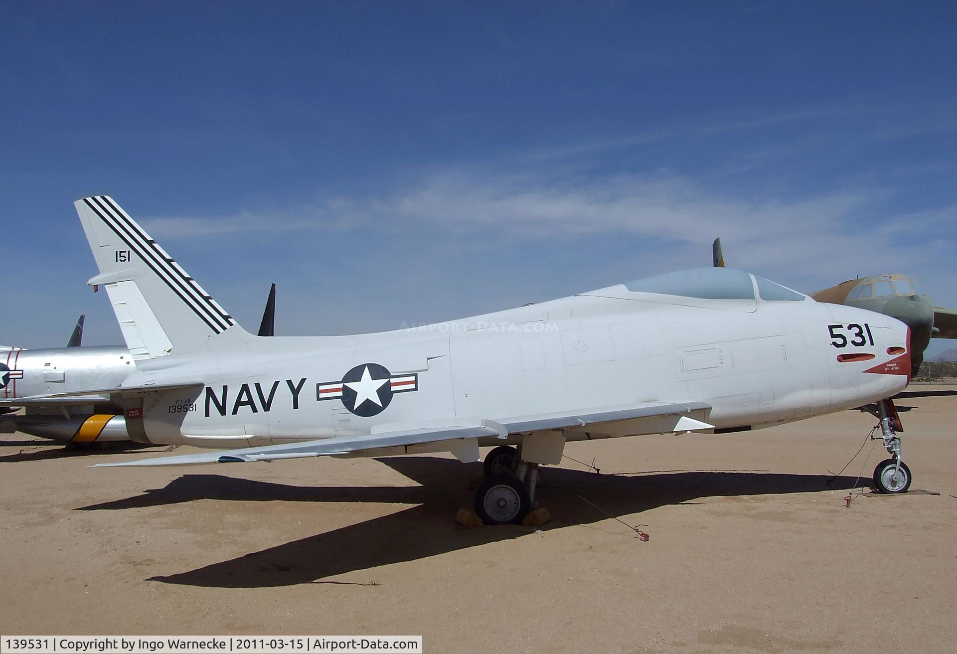 139531, North American AF-1E Fury C/N 209-151, North American AF-1E (FJ-4B) Fury at the Pima Air & Space Museum, Tucson AZ
